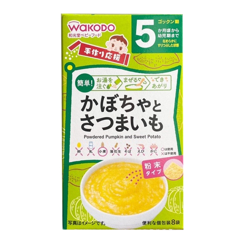 Bột ăn dặm Wakodo Nhật vị bí đỏ, khoai lang (5 tháng)