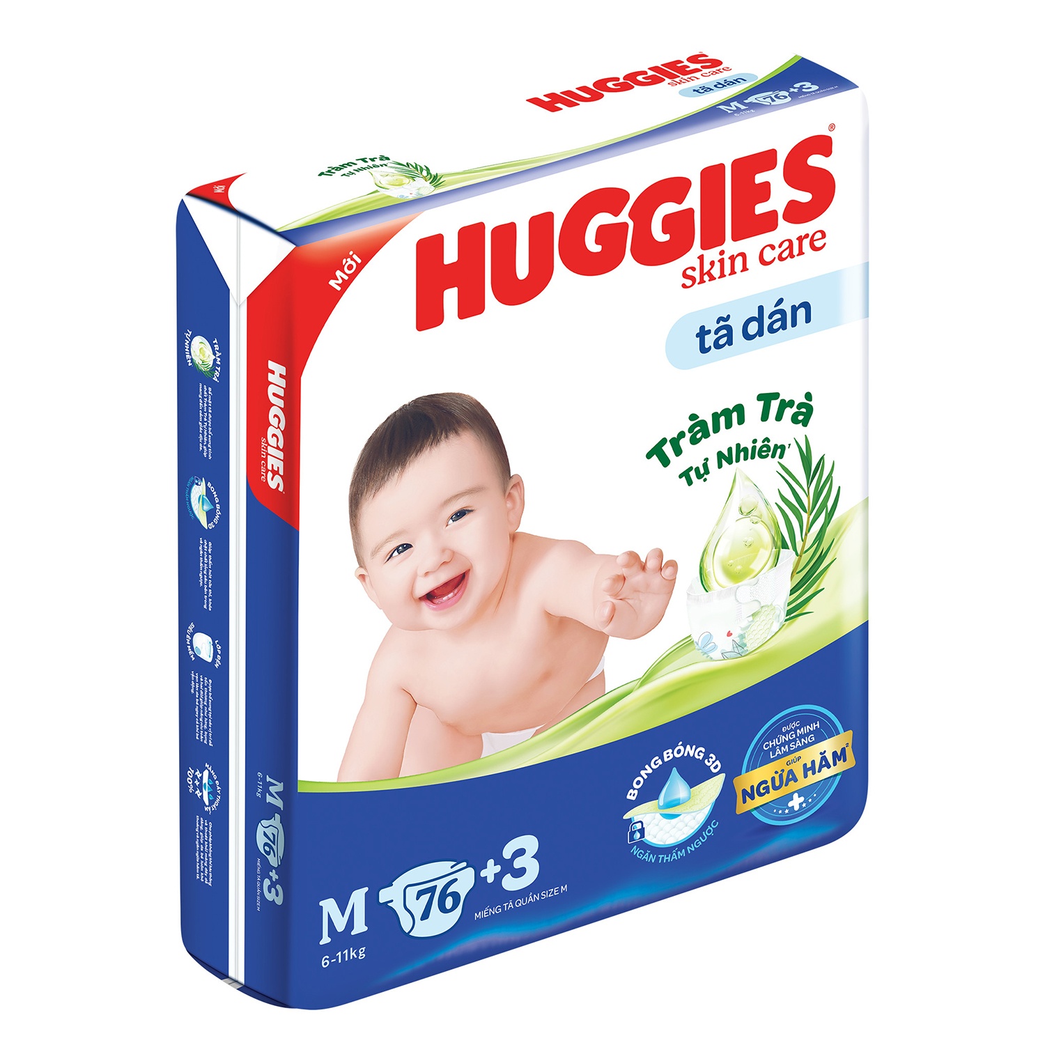 Tã dán Huggies Skin Care size M 76+3 miếng (6-11kg)