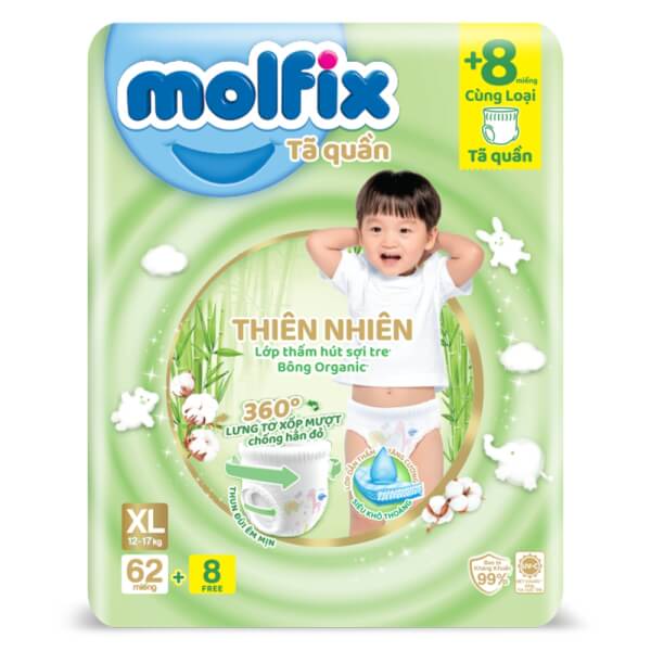 Tã quần Molfix size XL - 62 miếng (12-17kg)
