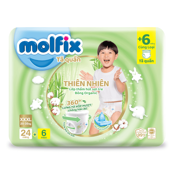 Tã quần Molfix size 3XL - 24 miếng (20-35kg)