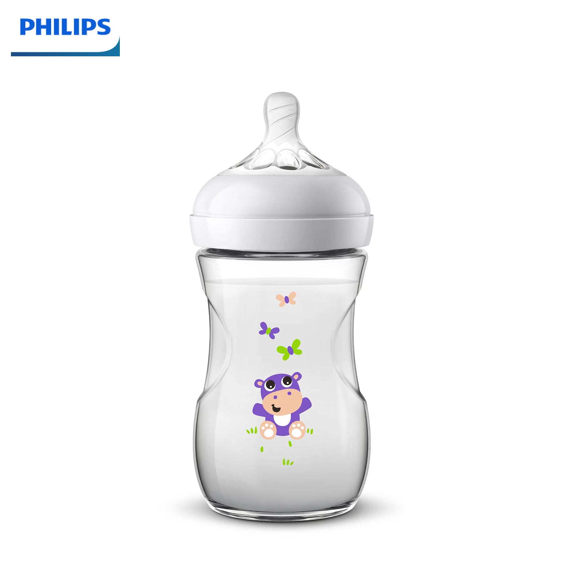 Bình sữa Philips Avent Nature Hippo 260ml (1M+)