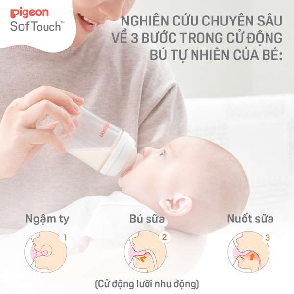 Bình sữa cổ rộng Pigeon PPSU Plus thế hệ III 160ml 0M+