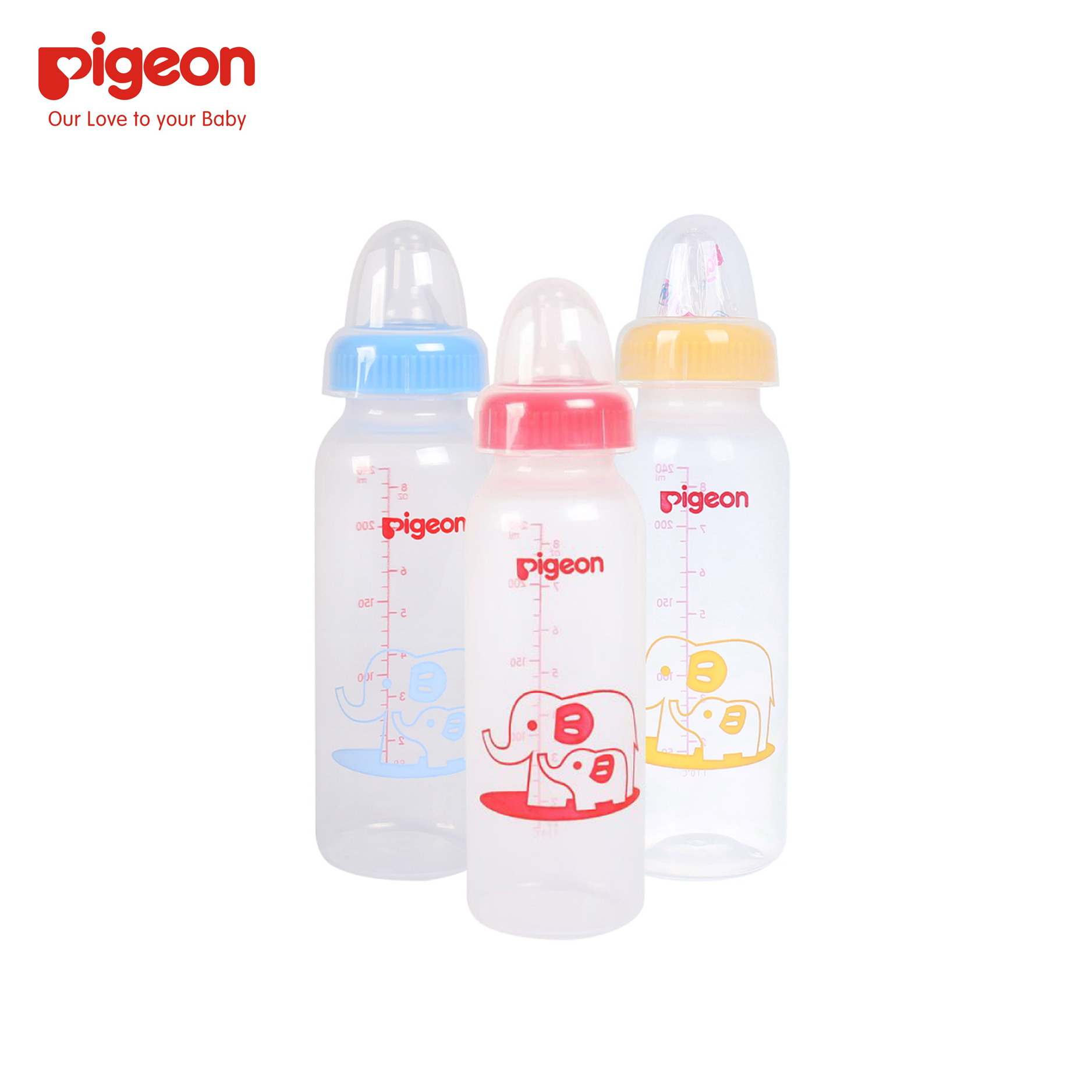 Bình sữa Pigeon cổ hẹp nhựa PP không BPA họa tiết Voi 240ml