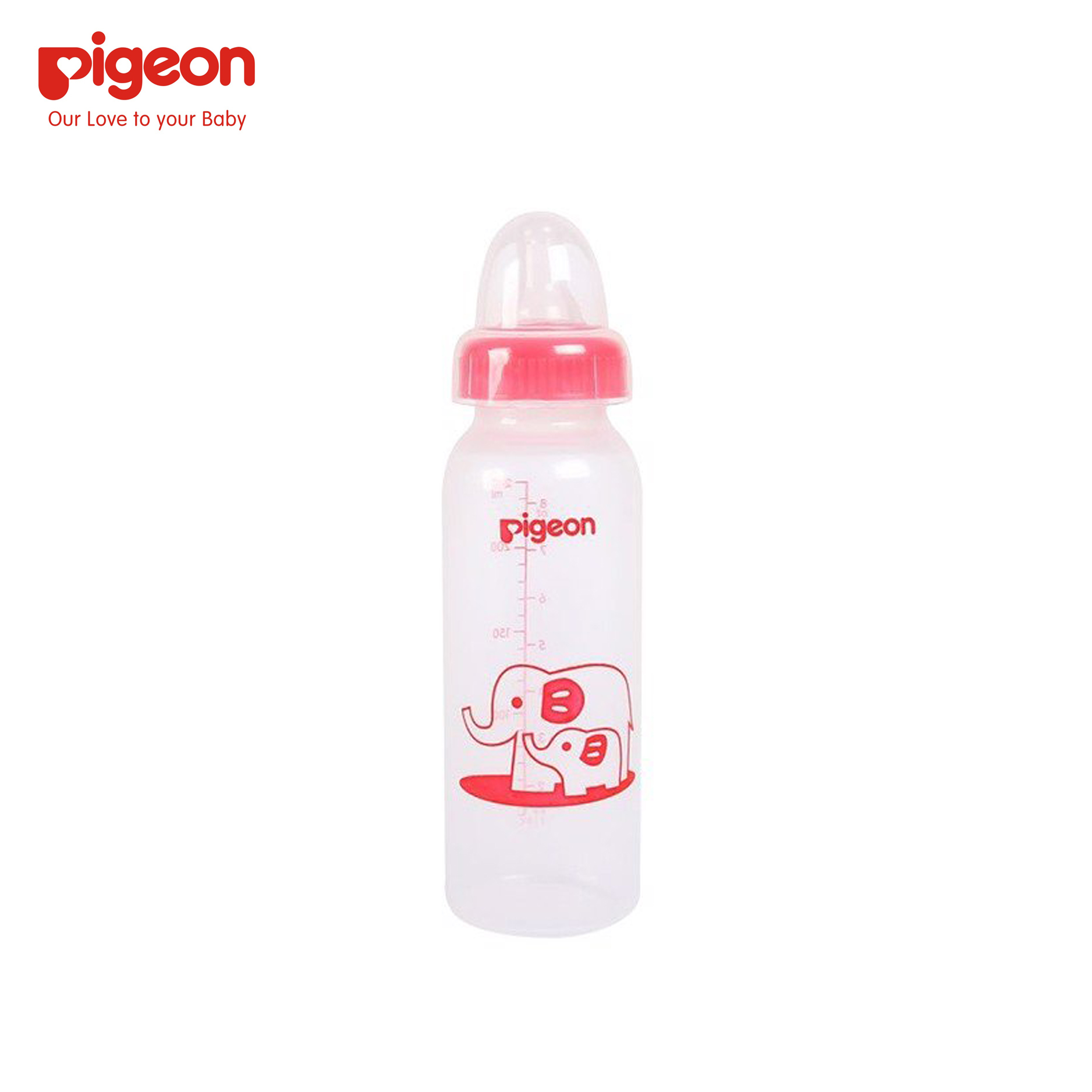 Bình sữa Pigeon cổ hẹp nhựa PP không BPA họa tiết Voi 240ml