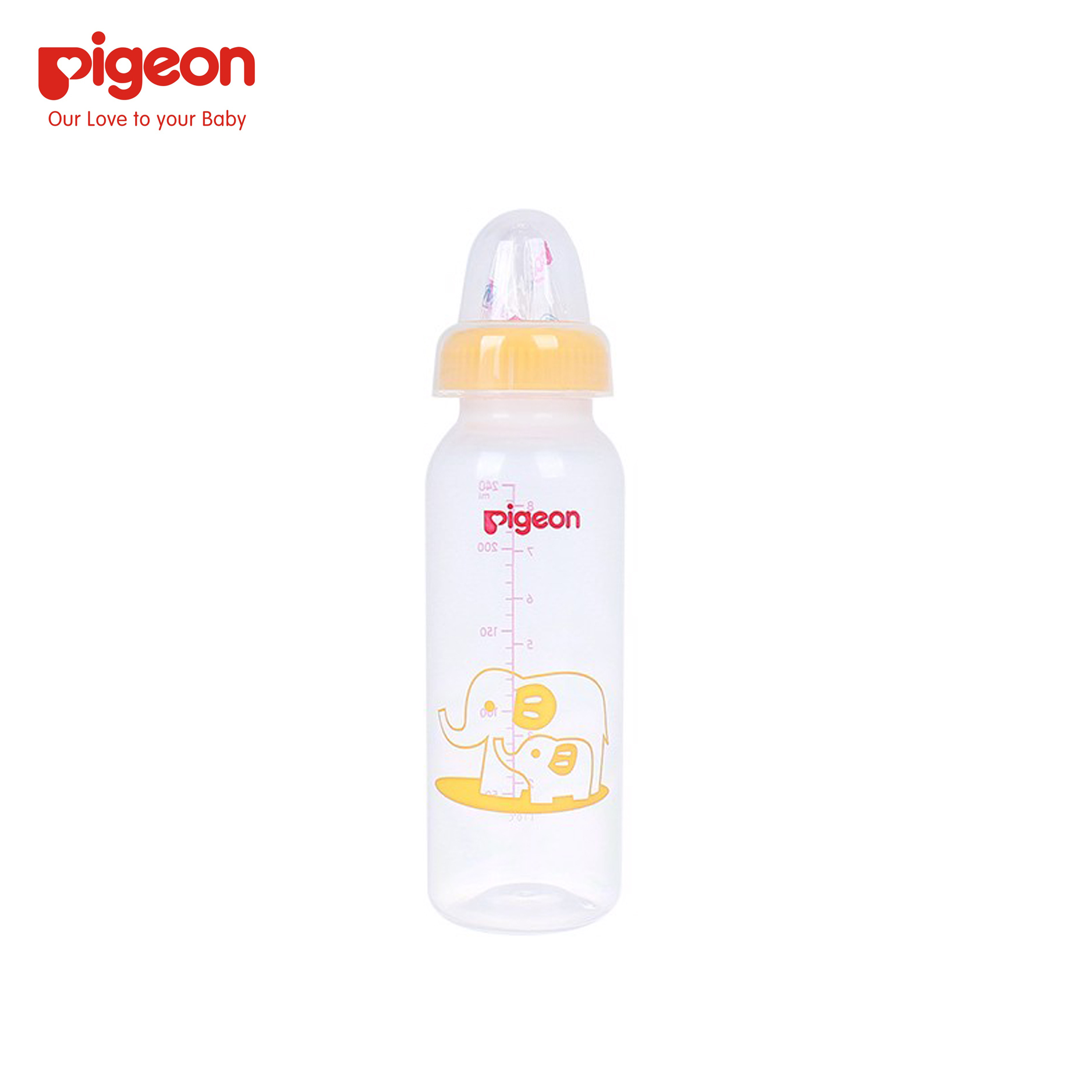 Bình sữa Pigeon cổ hẹp nhựa PP không BPA họa tiết Voi 240ml