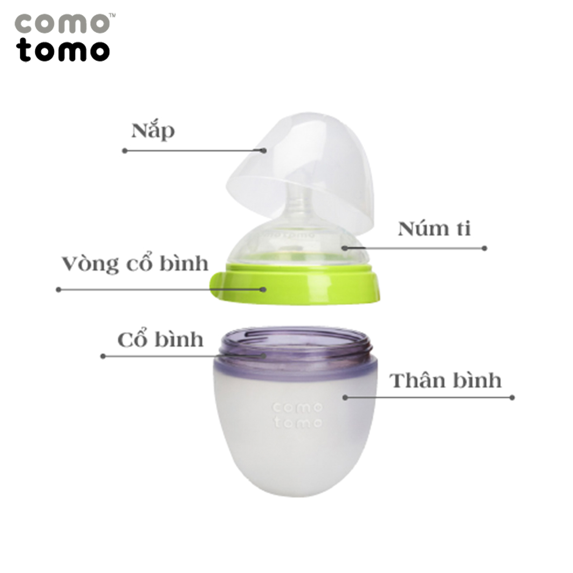 Bình sữa silicone Comotomo 250ml - Xanh
