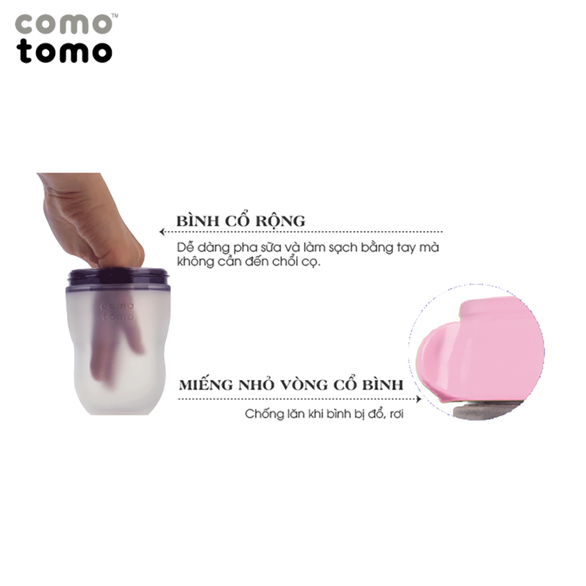 Bình sữa silicone Comotomo 250ml - Hồng