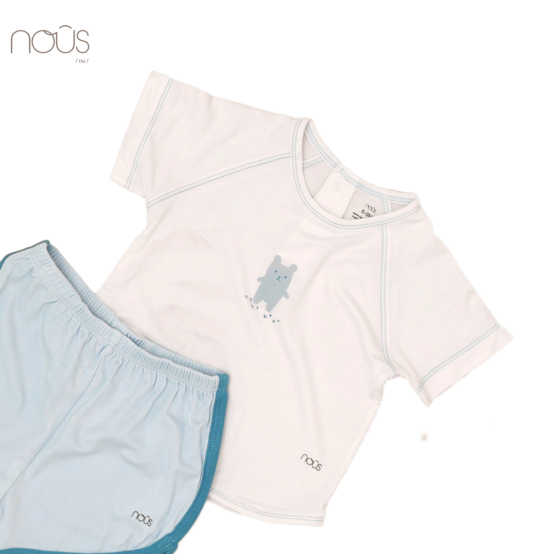 Bộ bổ trụ sau cộc trắng xanh hình gấu