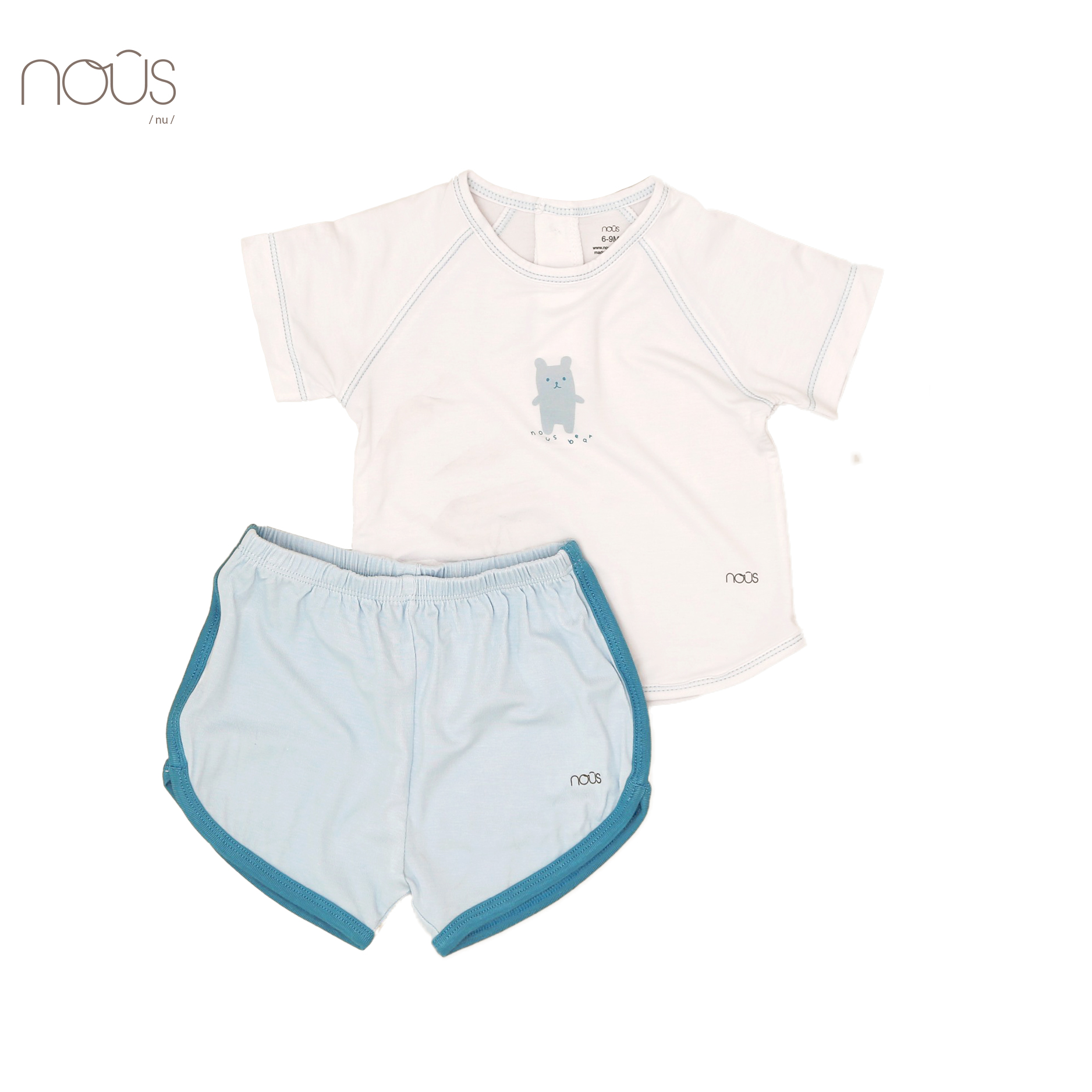 Bộ bổ trụ sau cộc trắng xanh hình gấu