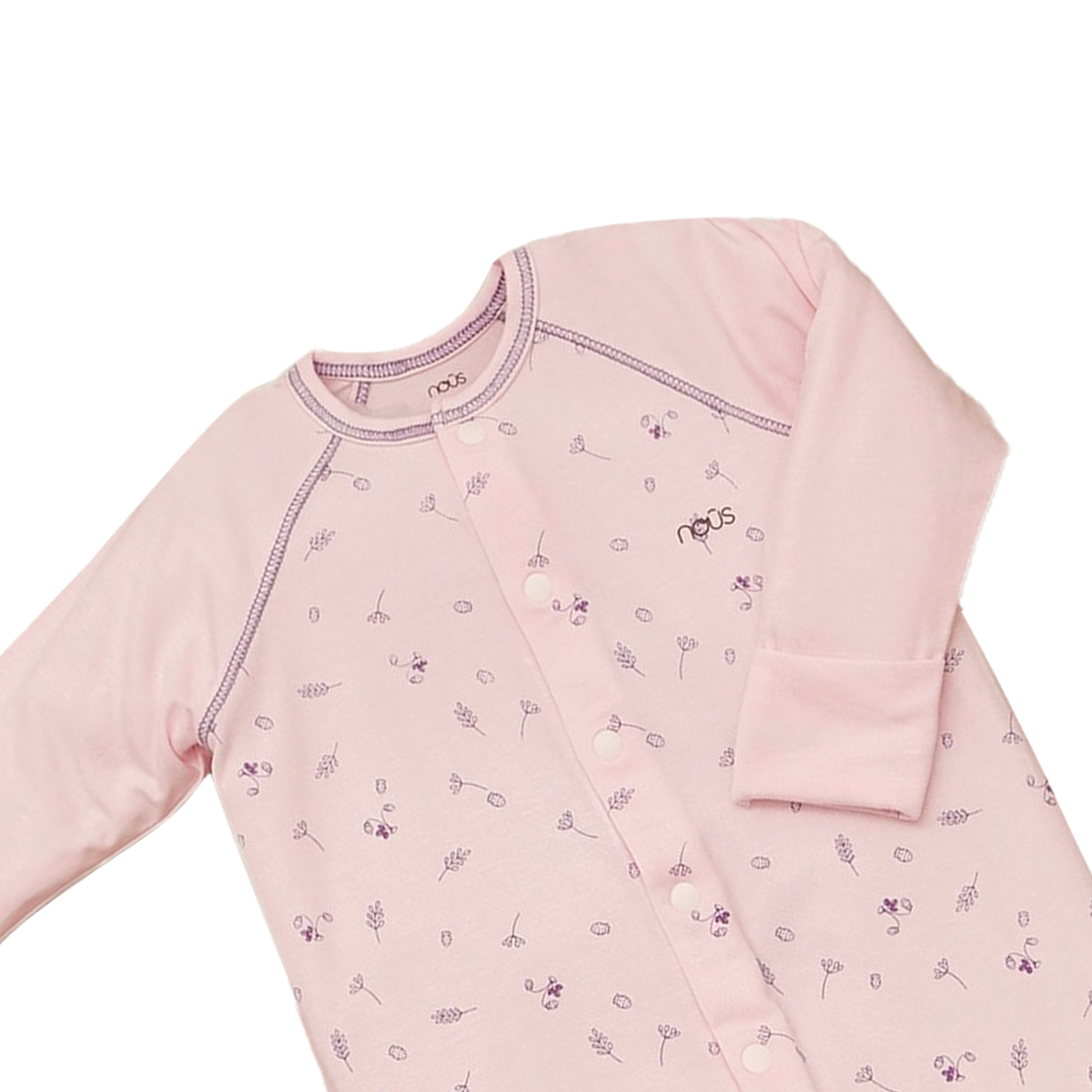 Bộ bodysuit liền tất hồng hoạ tiết vườn dâu size newborn