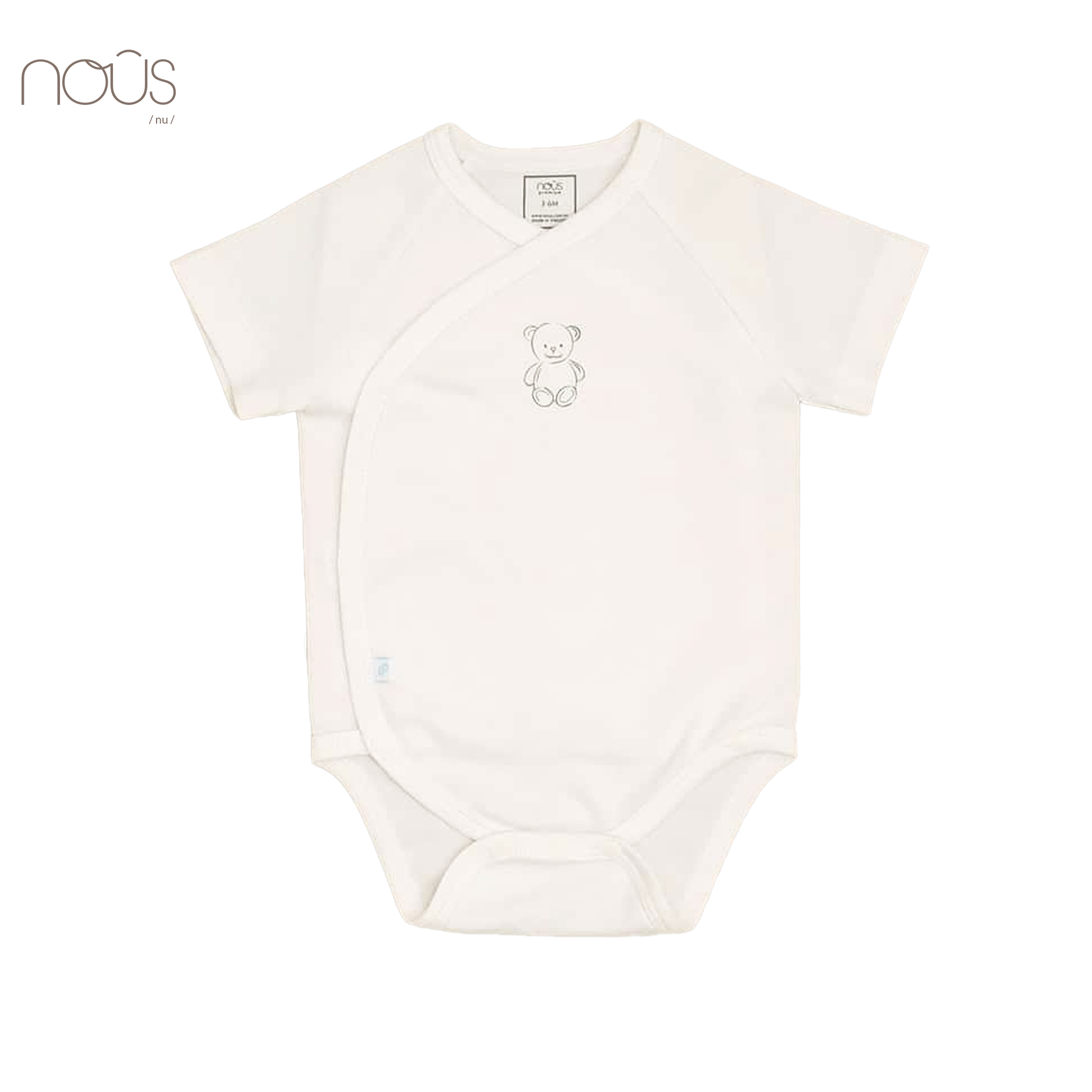 Bộ bodysuit cài lệch cộc tay hồng trắng hình gấu - Set 2 bộ