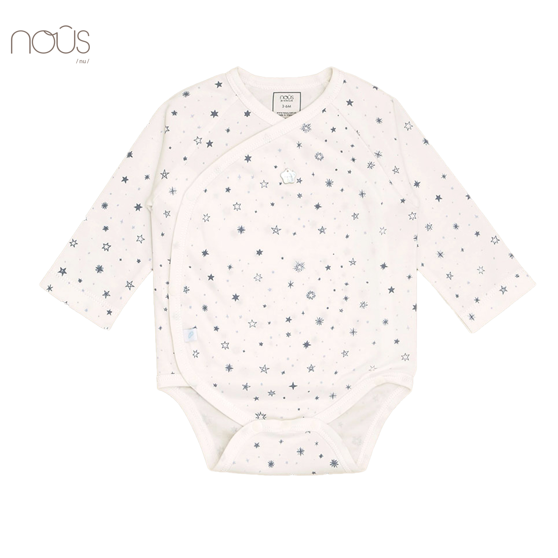 Bộ bodysuit cài lệch dài tay sao nhí xanh