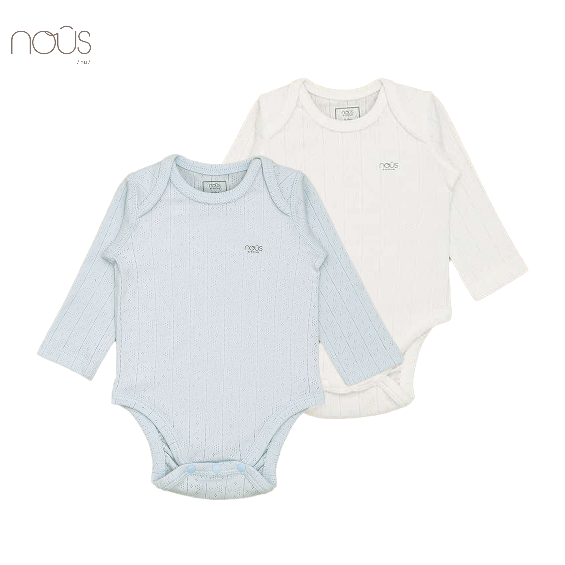 Bộ Bodysuit dài tay xanh trắng - Set 2 bộ