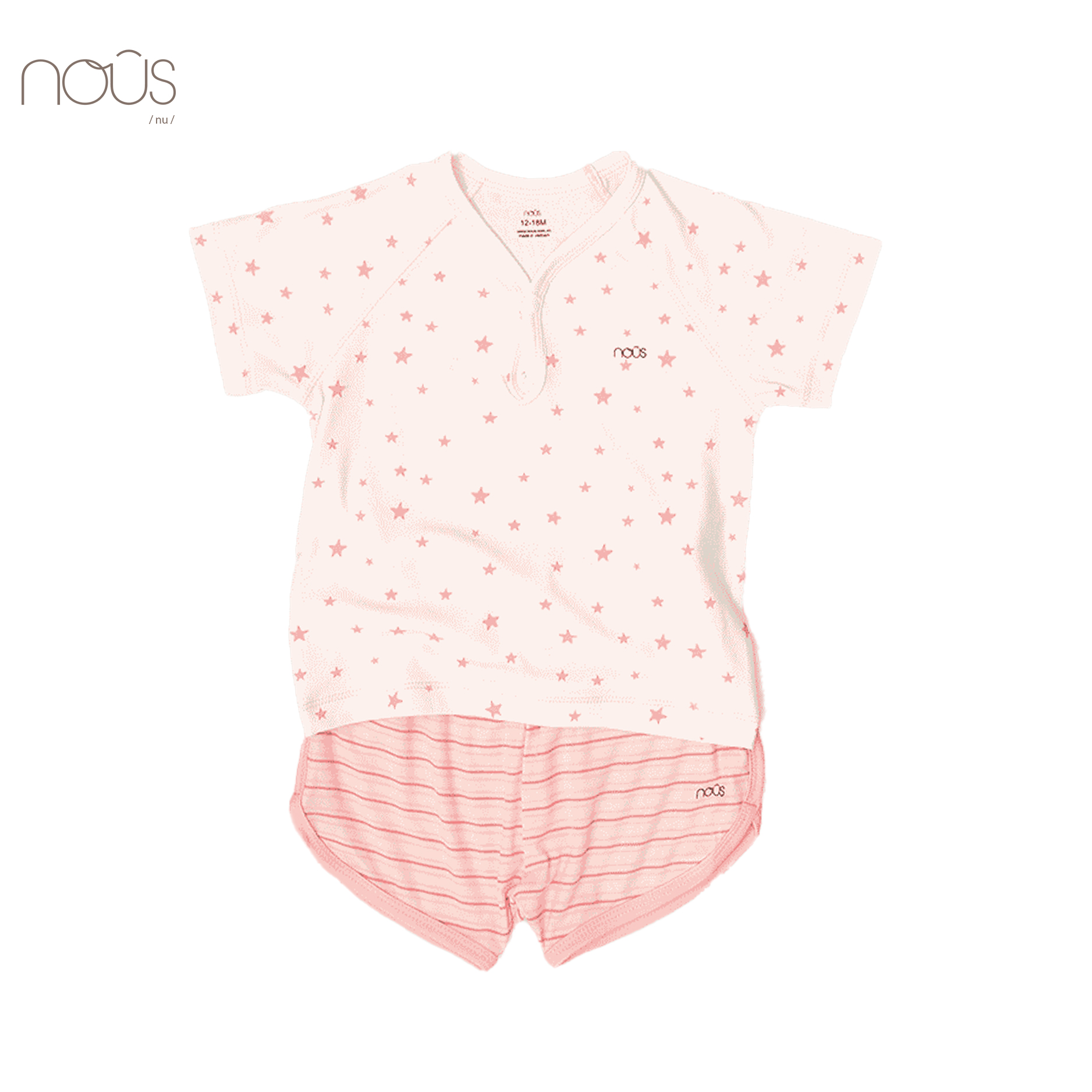 Bộ cài cổ cộc kẻ hồng họa tiết sao hồng