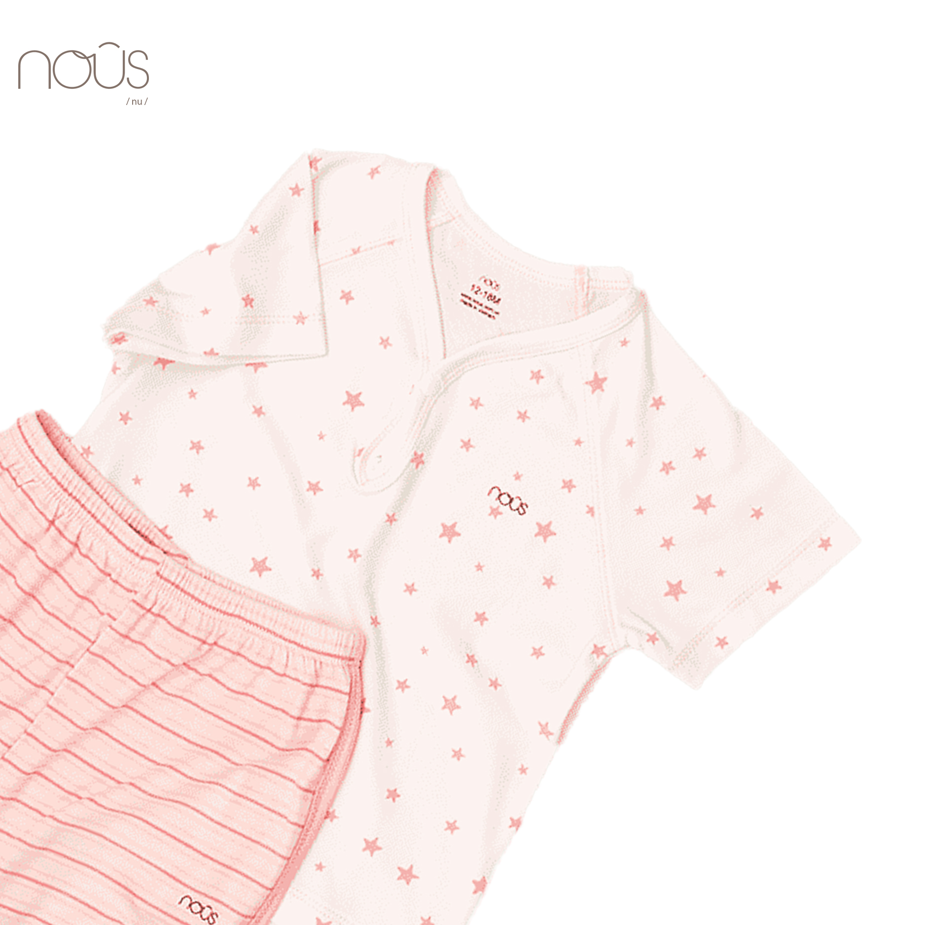 Bộ cài cổ cộc kẻ hồng họa tiết sao hồng