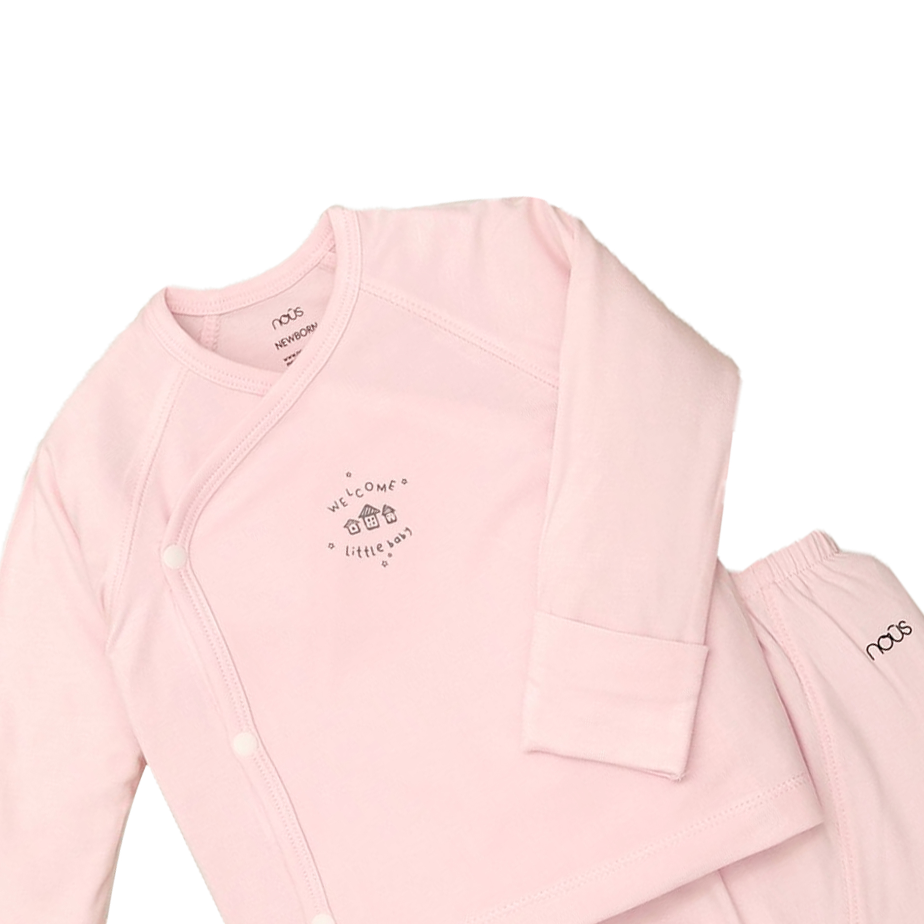 Bộ cài lệch hồng nhạt newborn