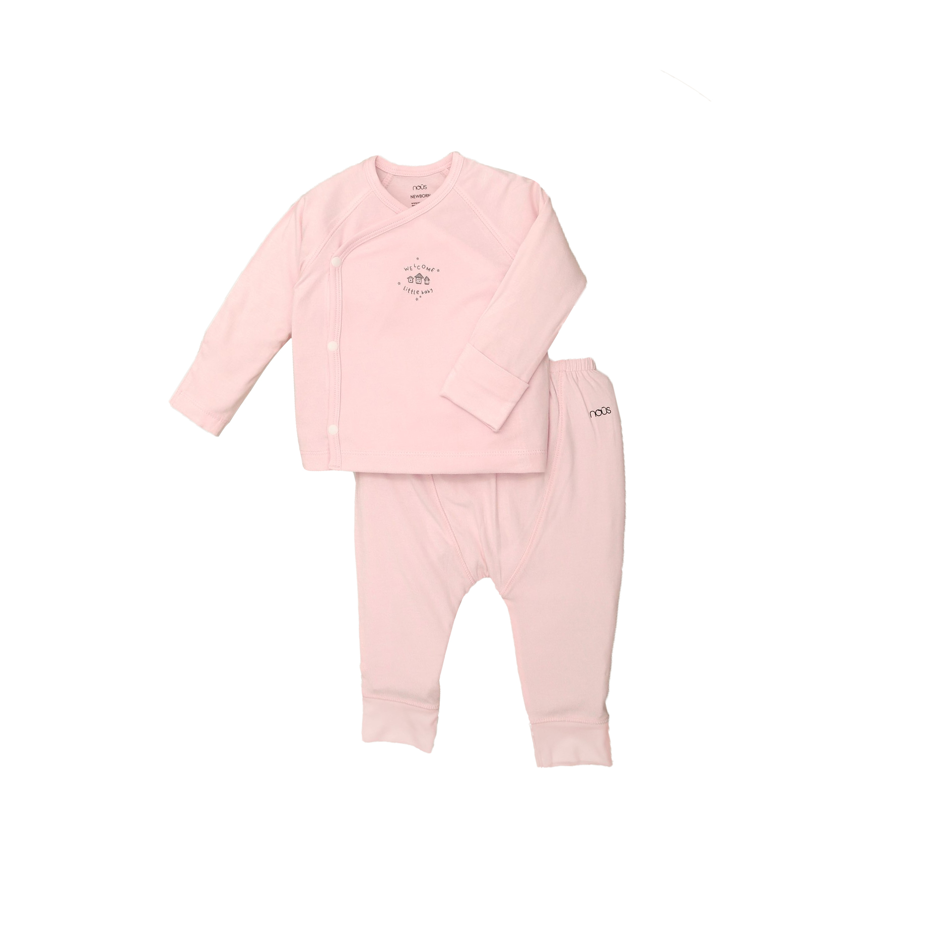 Bộ cài lệch hồng nhạt newborn