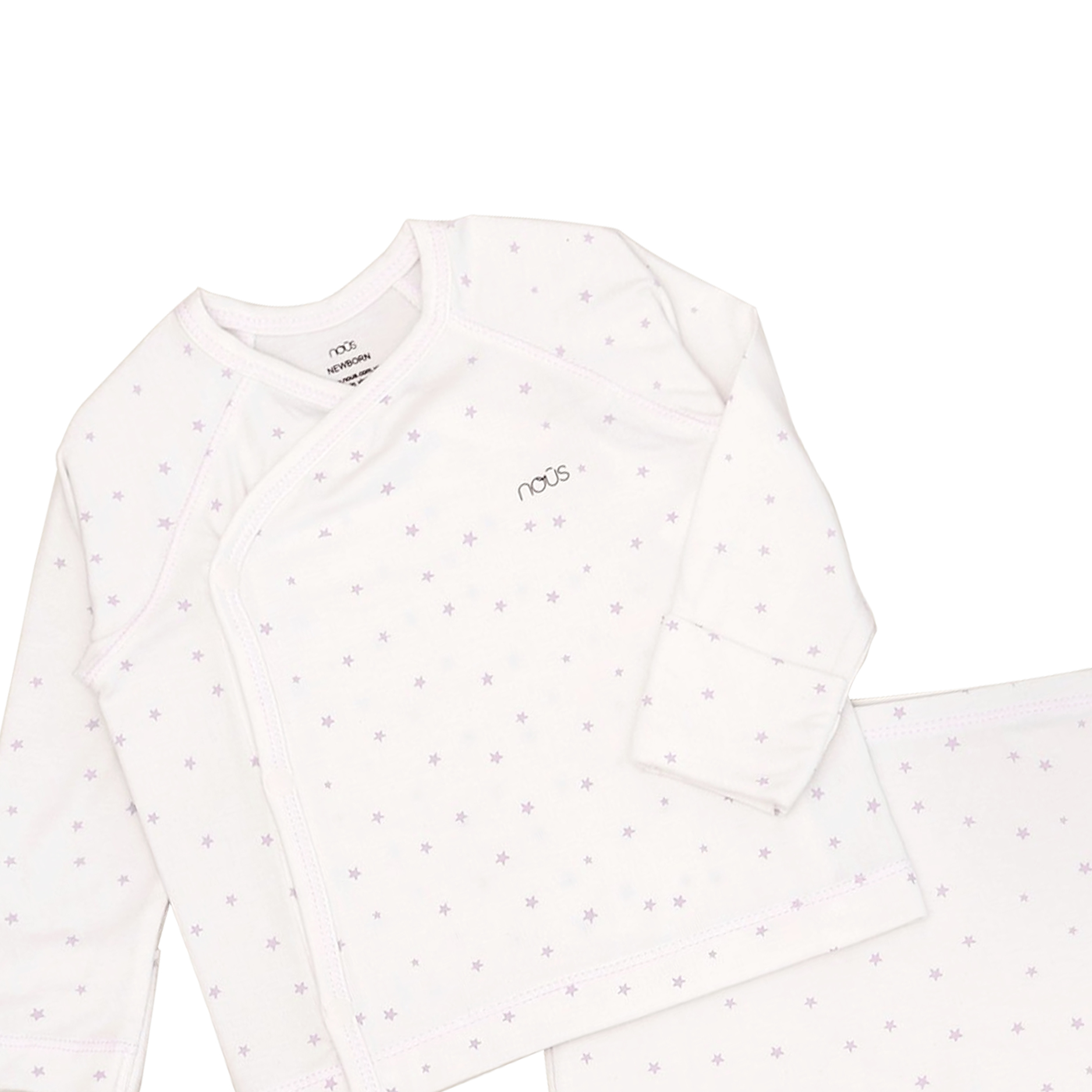 Bộ cài lệch trắng họa tiết sao hồng newborn