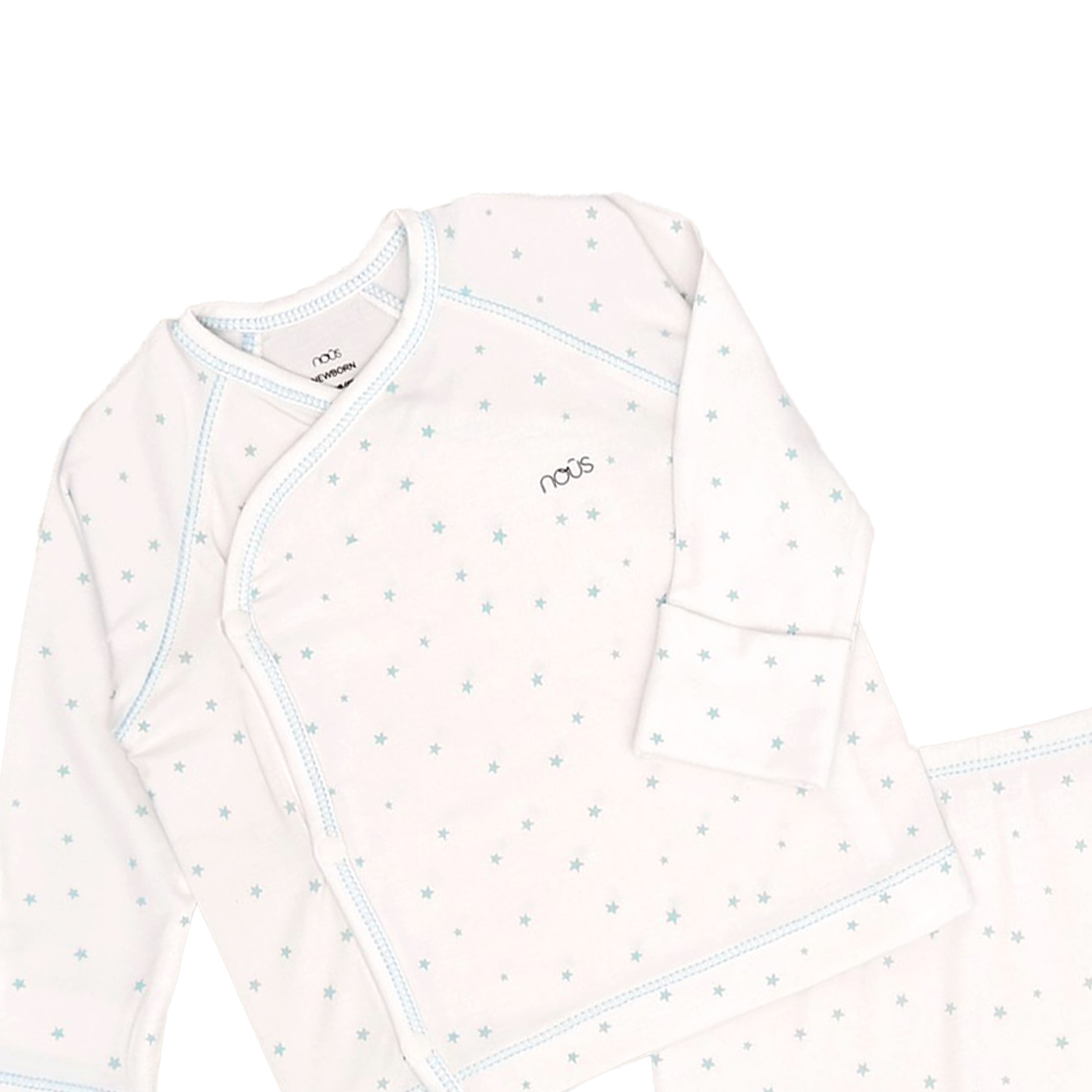 Bộ cài lệch trắng họa tiết sao xanh newborn