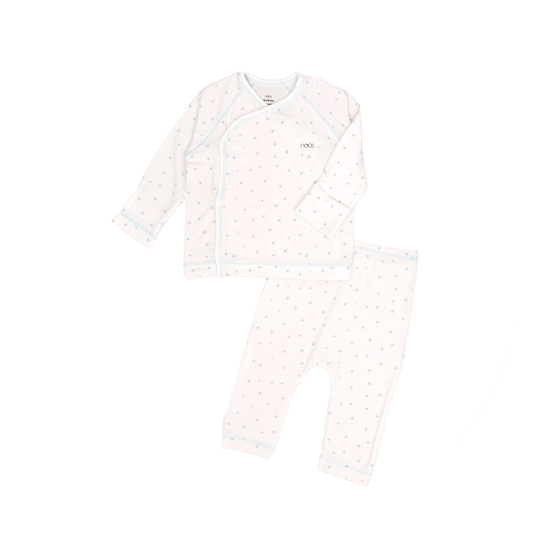 Bộ cài lệch trắng họa tiết sao xanh newborn