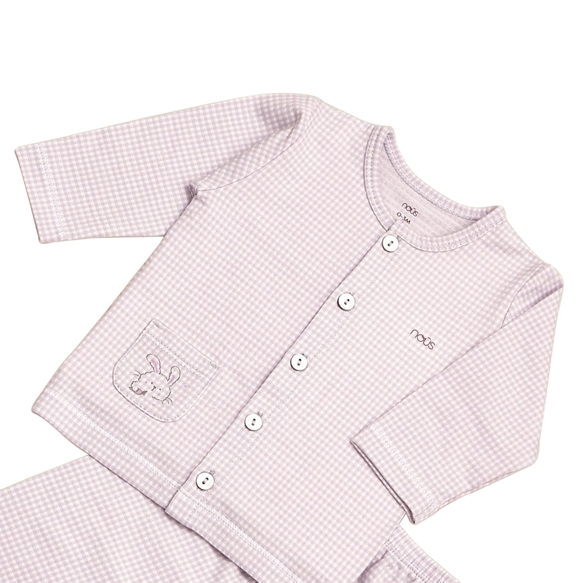 Bộ cài thẳng dài kẻ caro nhỏ tím