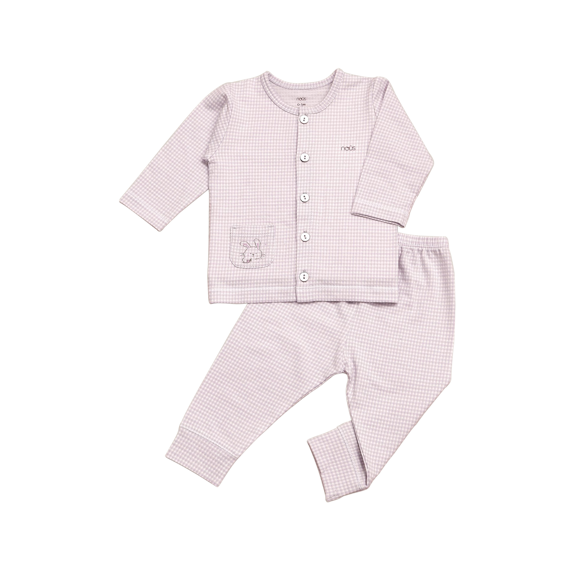 Bộ cài thẳng dài kẻ caro nhỏ tím