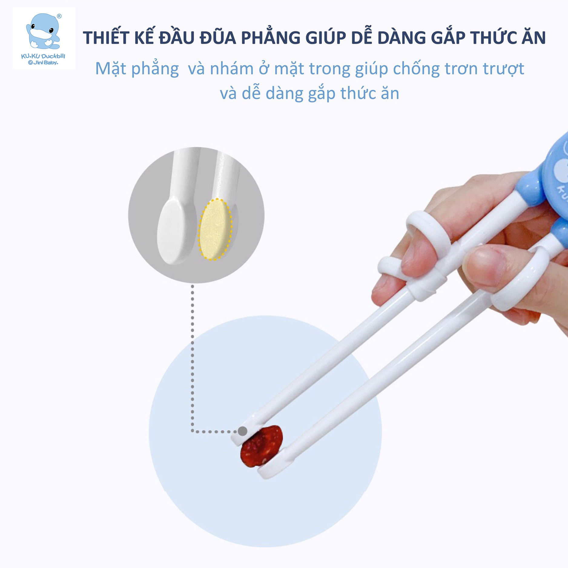 Bộ đũa KUKU cho bé từ 2 tuổi tập ăn dặm bằng nhựa cứng