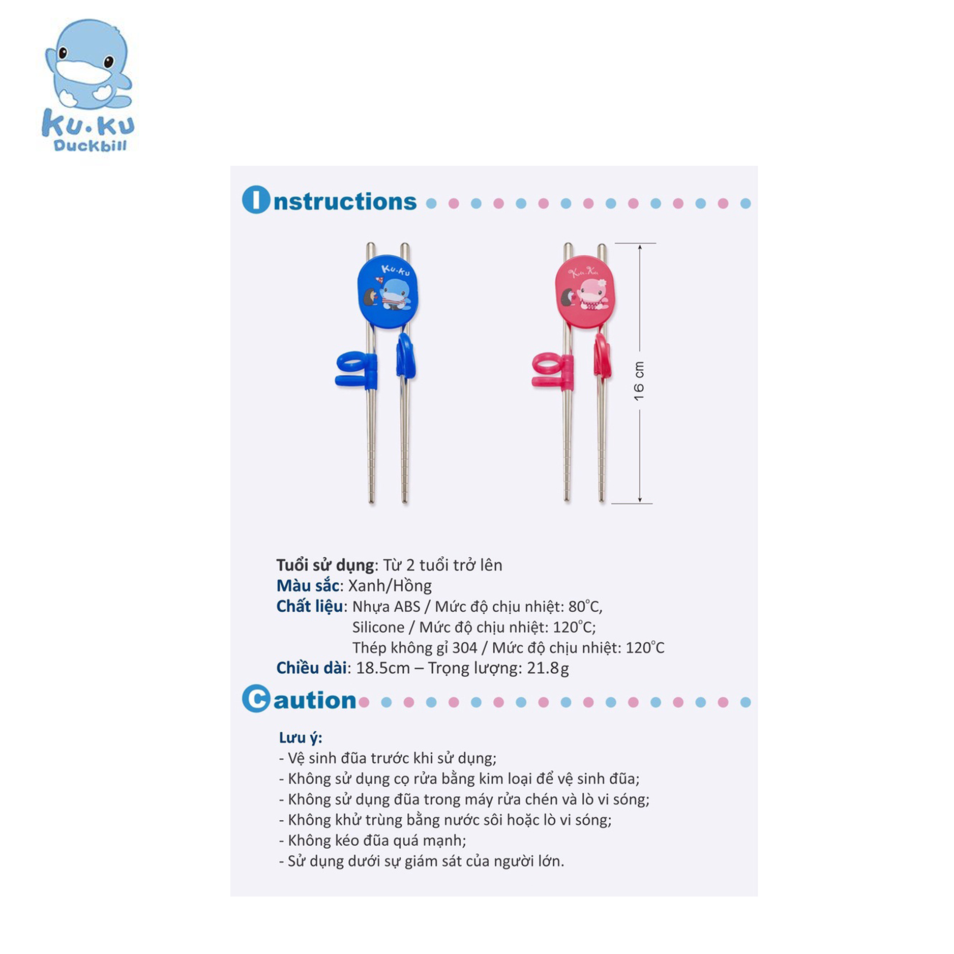 Bộ đũa KUKU cho bé tập ăn dặm từ 2 tuổi