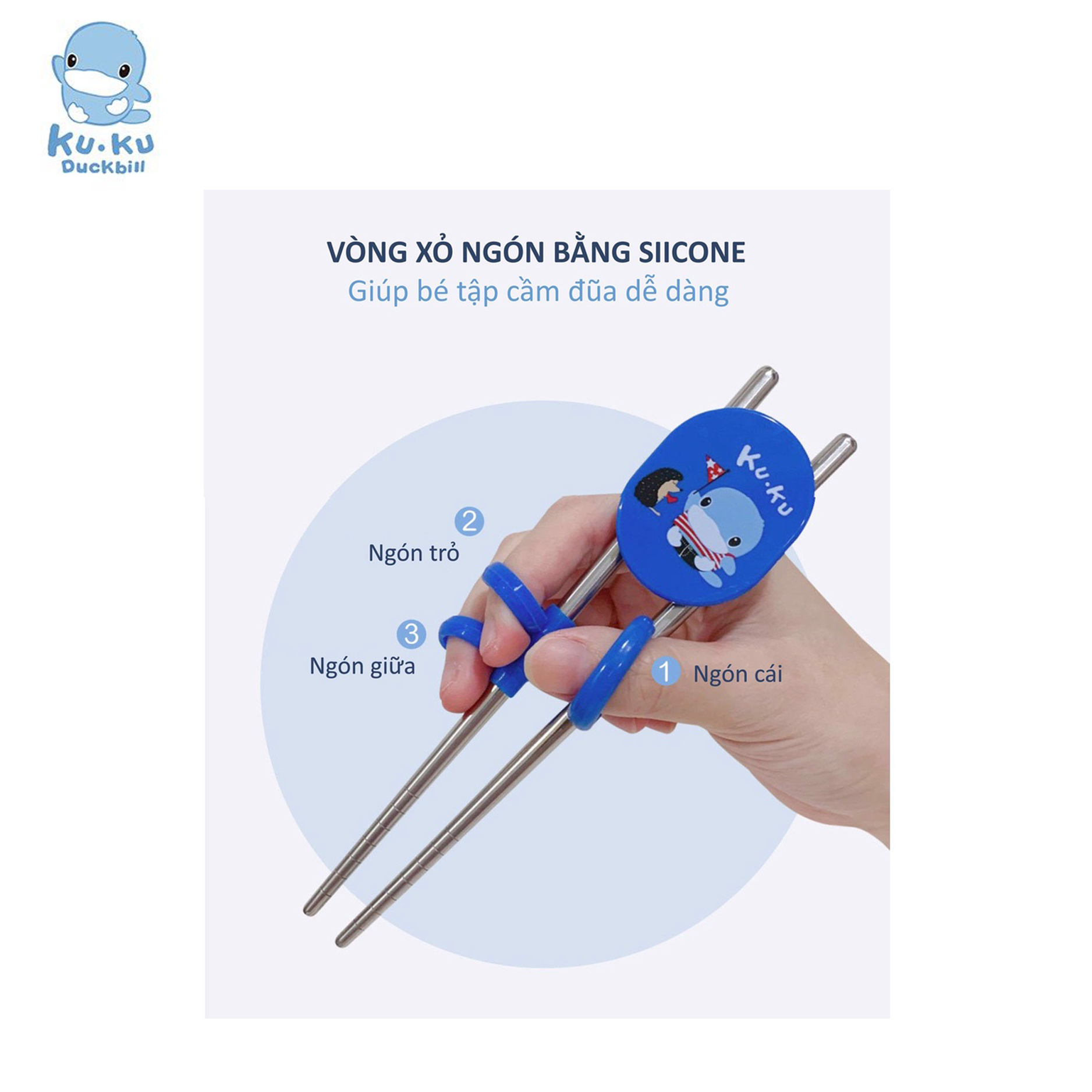 Bộ đũa KUKU cho bé tập ăn dặm từ 2 tuổi