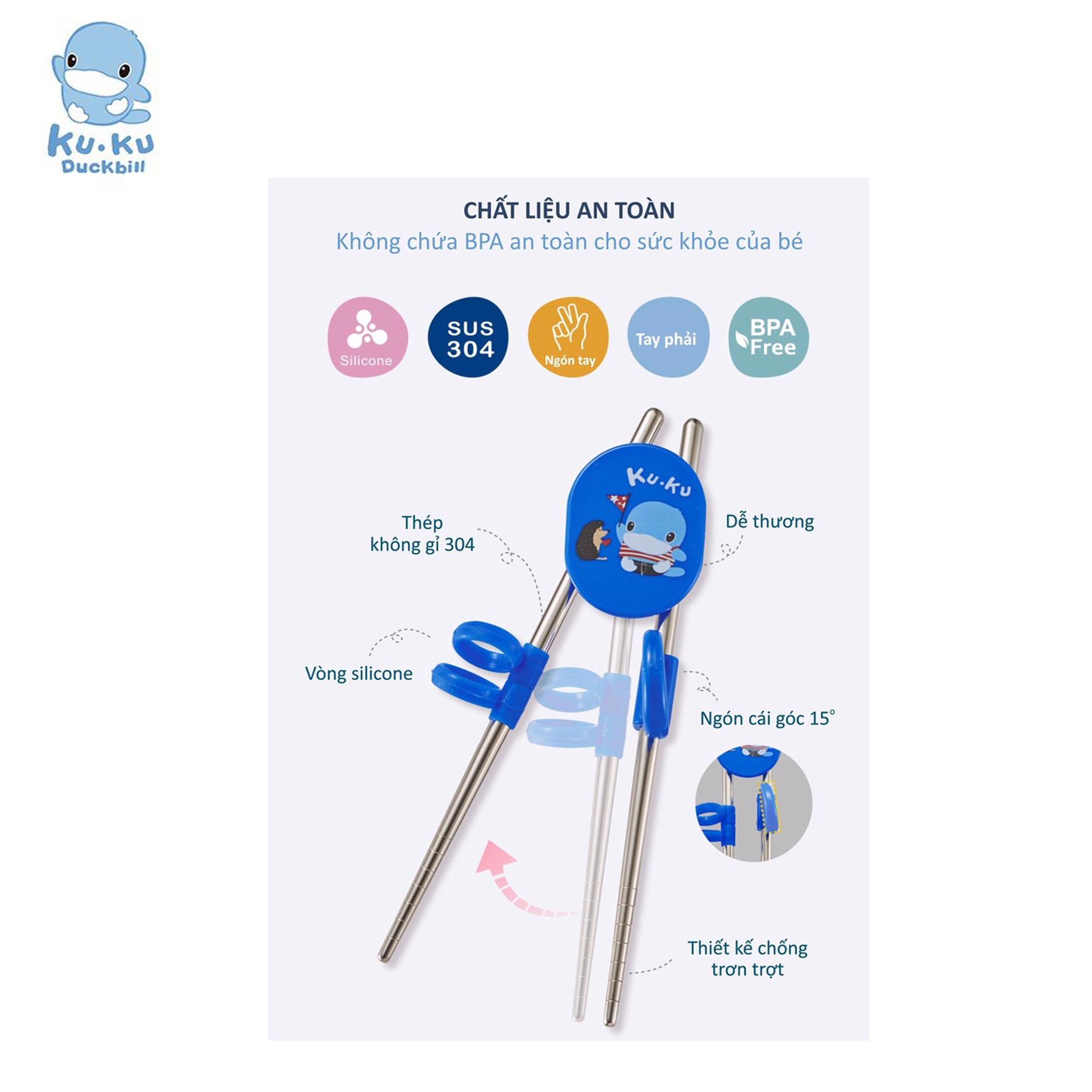 Bộ đũa KUKU cho bé tập ăn dặm từ 2 tuổi