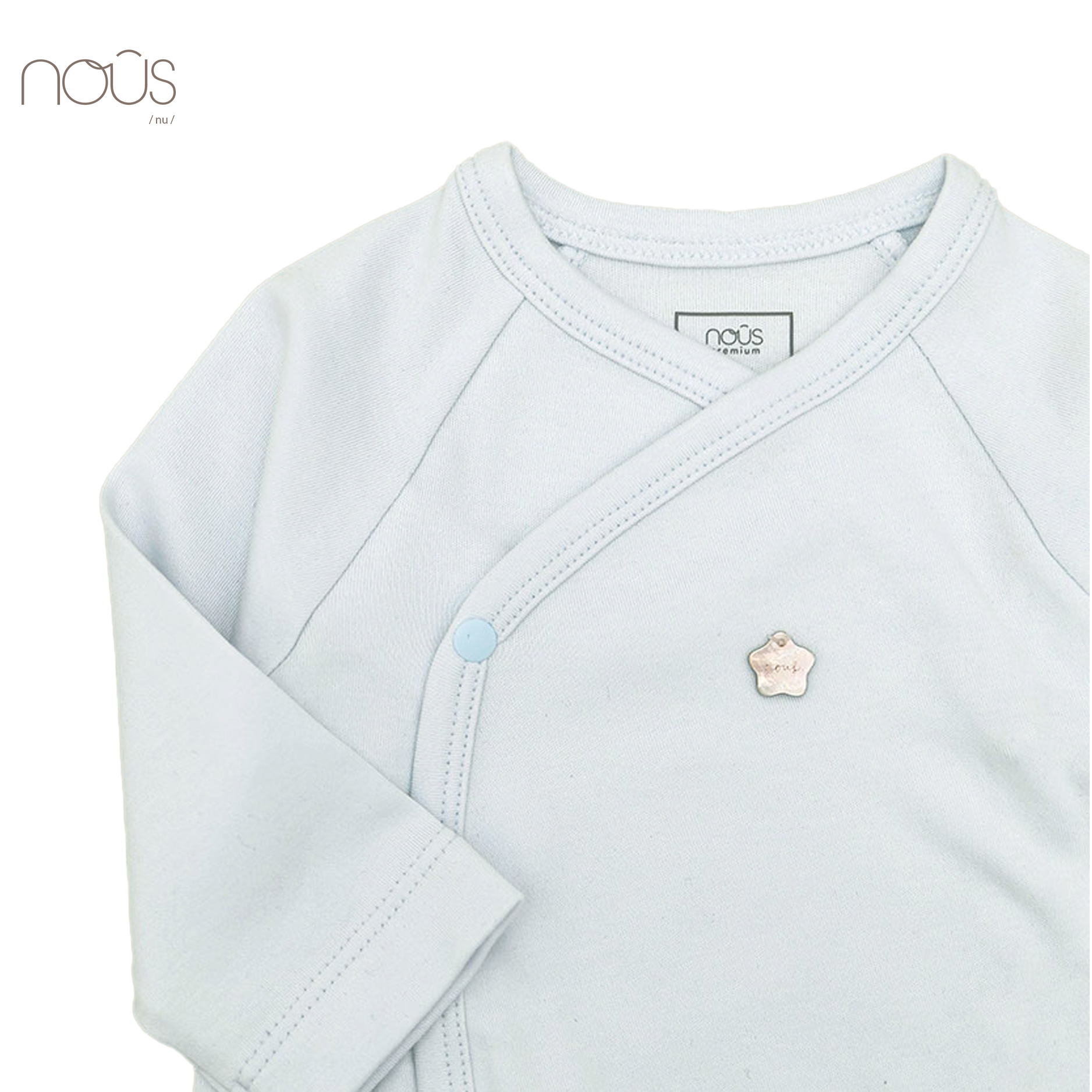 Bộ Romper cài lệch xanh