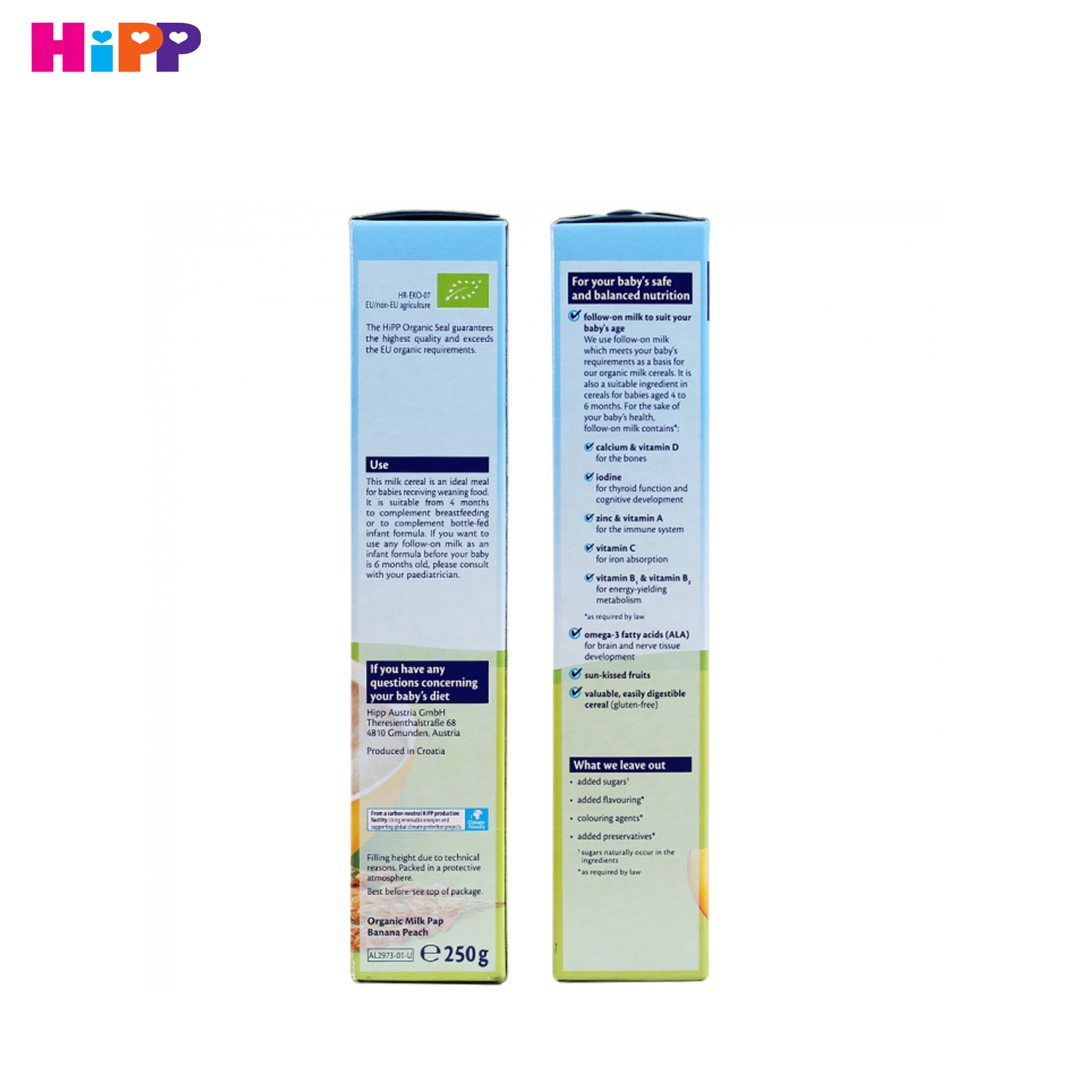 Bột ăn dặm Hipp chuối đào - 250g (trên 4 tháng)