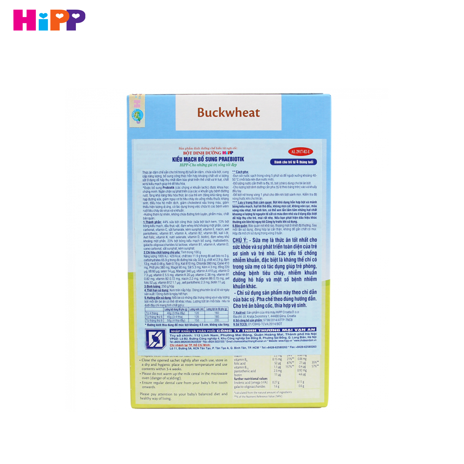 Bột ăn dặm Hipp sữa và kiều mạch - 250g (trên 4 tháng)