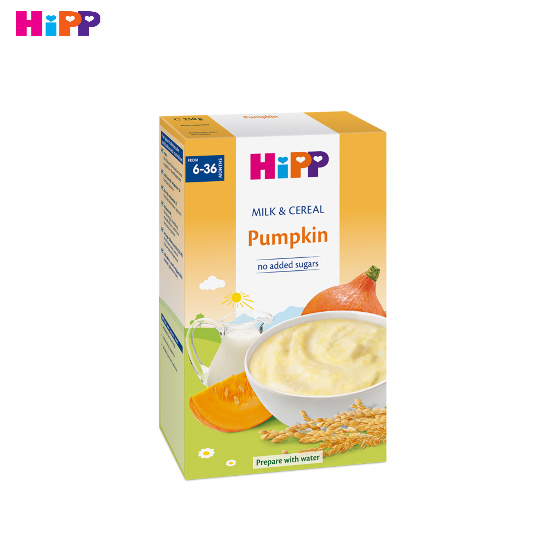 Bột ăn dặm Hipp sữa và bí đỏ - 250g (trên 6 tháng)