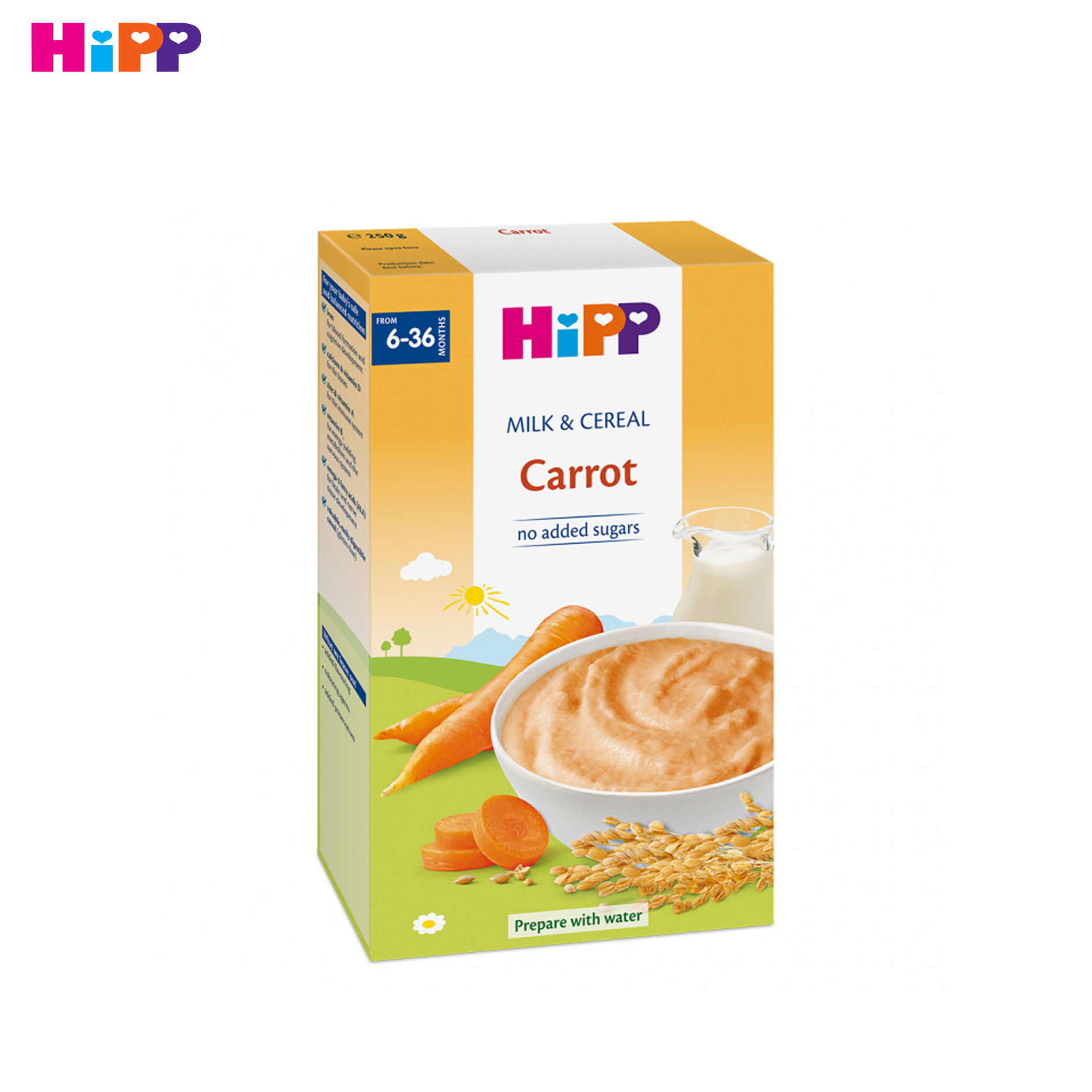 Bột ăn dặm Hipp sữa và cà rốt - 250g (trên 6 tháng)