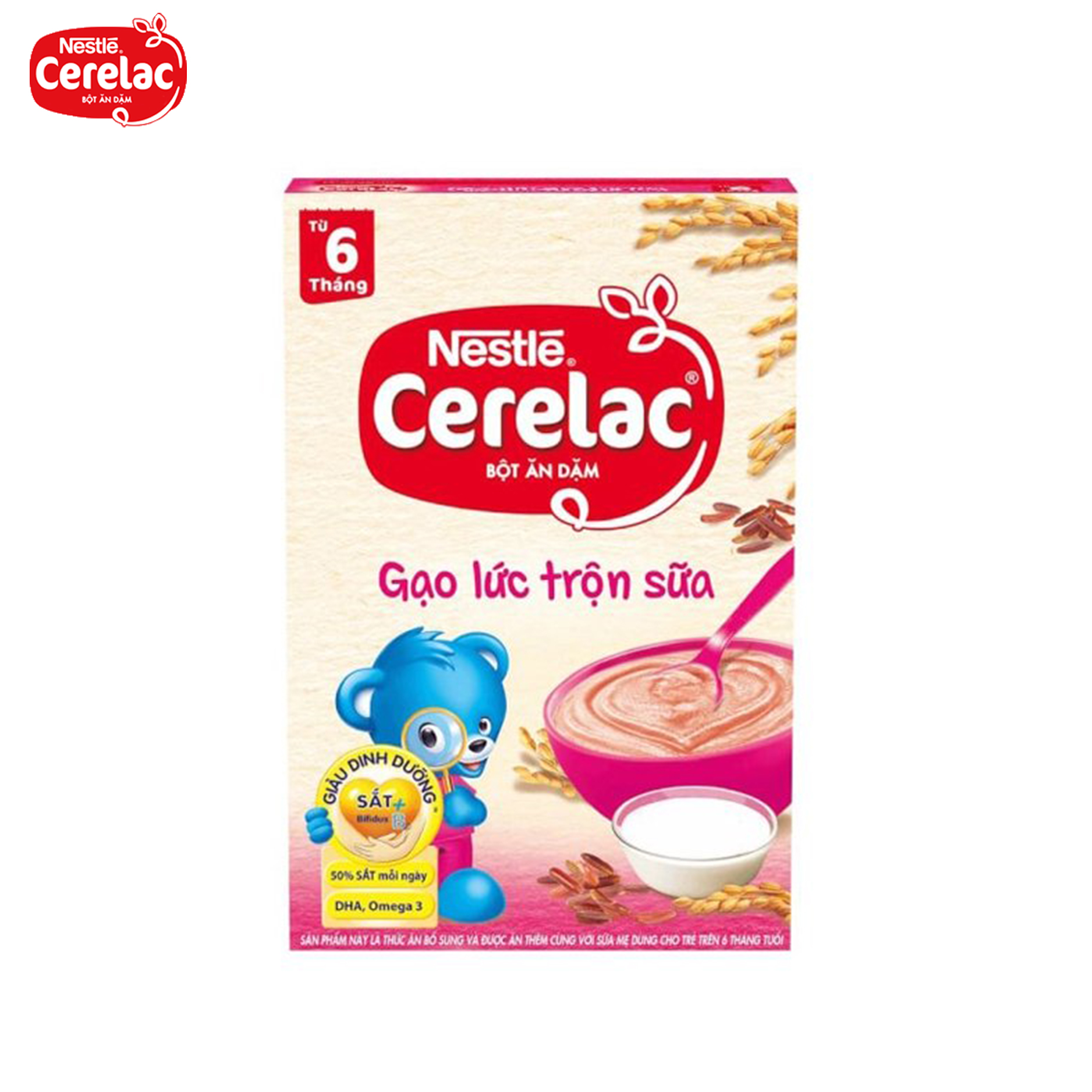 Bột ăn dặm Nestlé Cerelac gạo lức trộn sữa - 200g (từ 6 tháng)