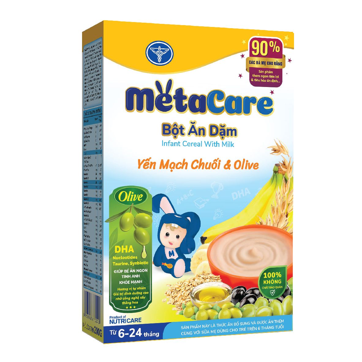 Bột ăn dặm MetaCare Yến Mạch Chuối & Olive - 200g (6 - 24 tháng)