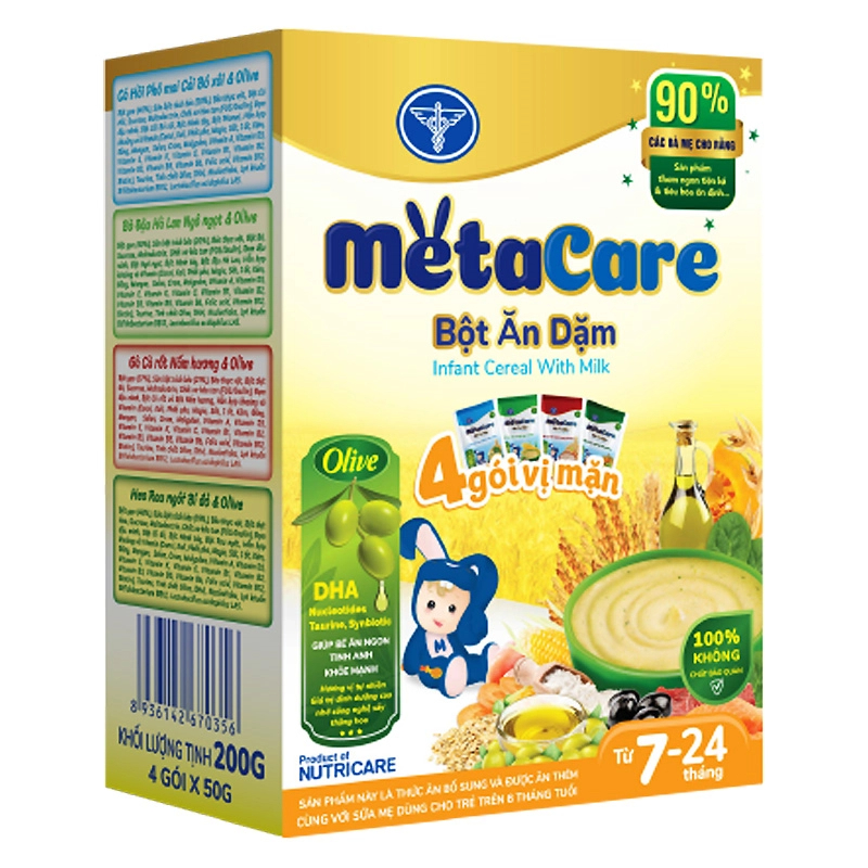 Bột ăn dặm MetaCare 4 gói vị mặn - 200g (7 - 24 tháng)