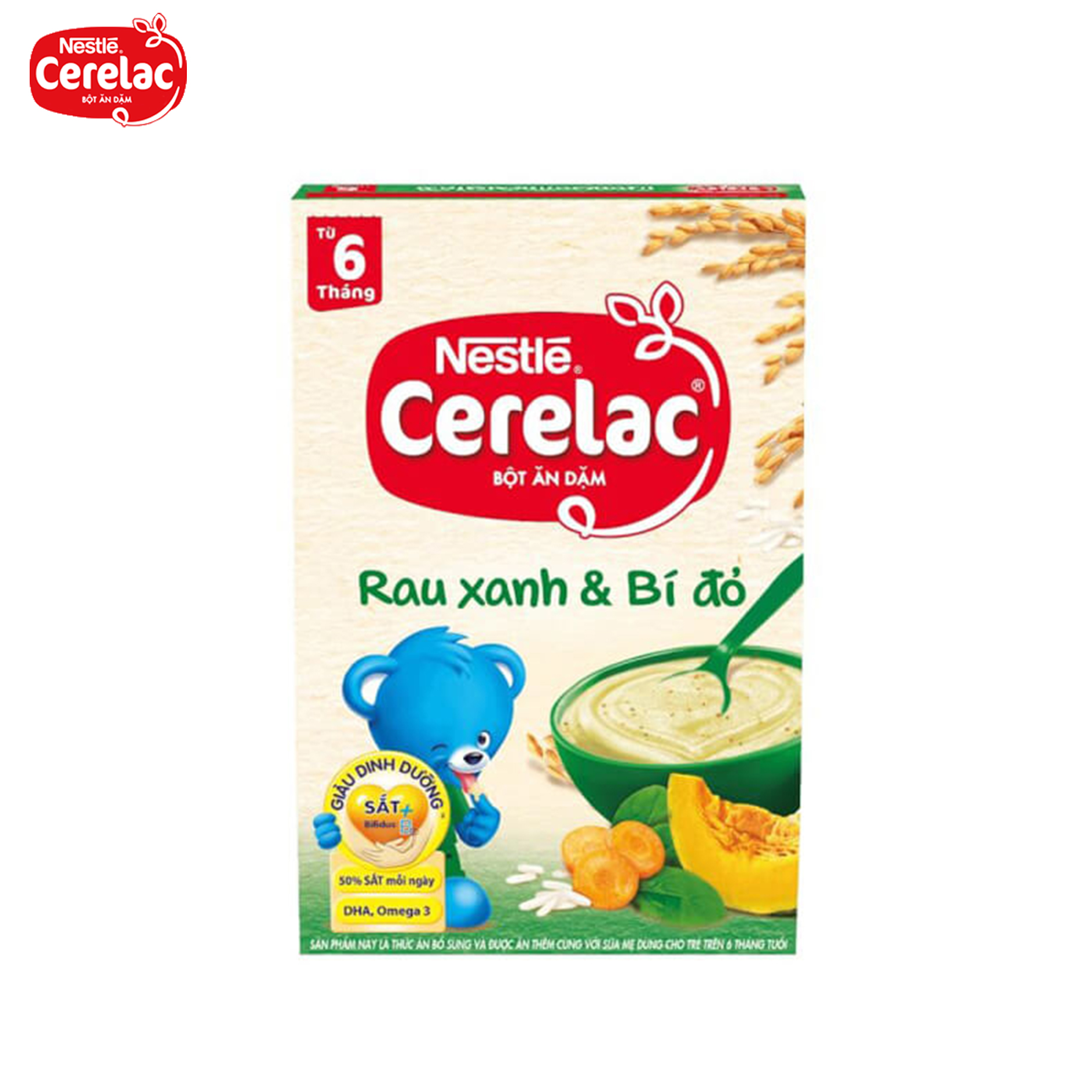 Bột ăn dặm Nestlé Cerelac rau xanh và bí đỏ - 200g