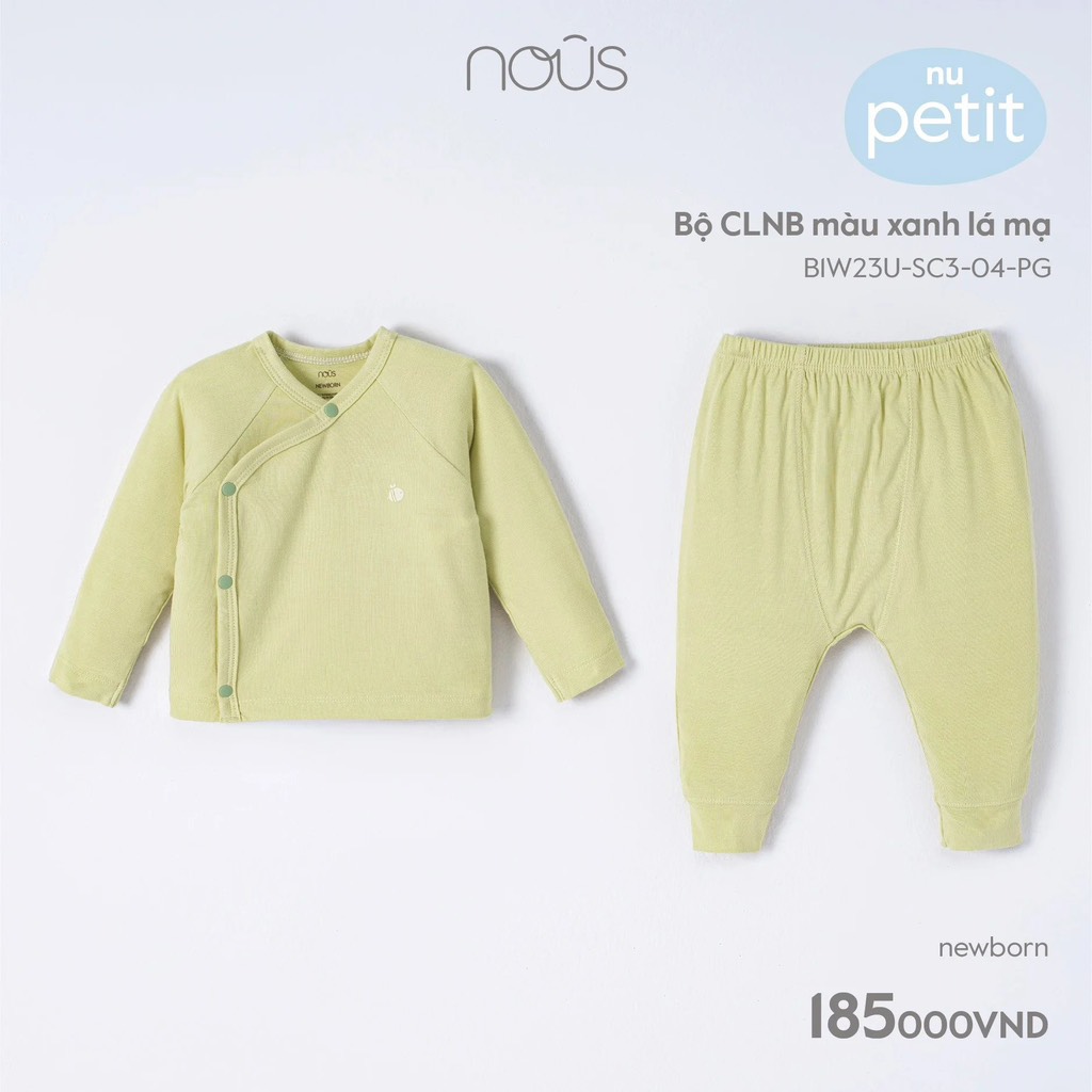 Bộ cài lệch Nous xanh lá mạ Newborn (dành cho bé sơ sinh dưới 3.8Kg)