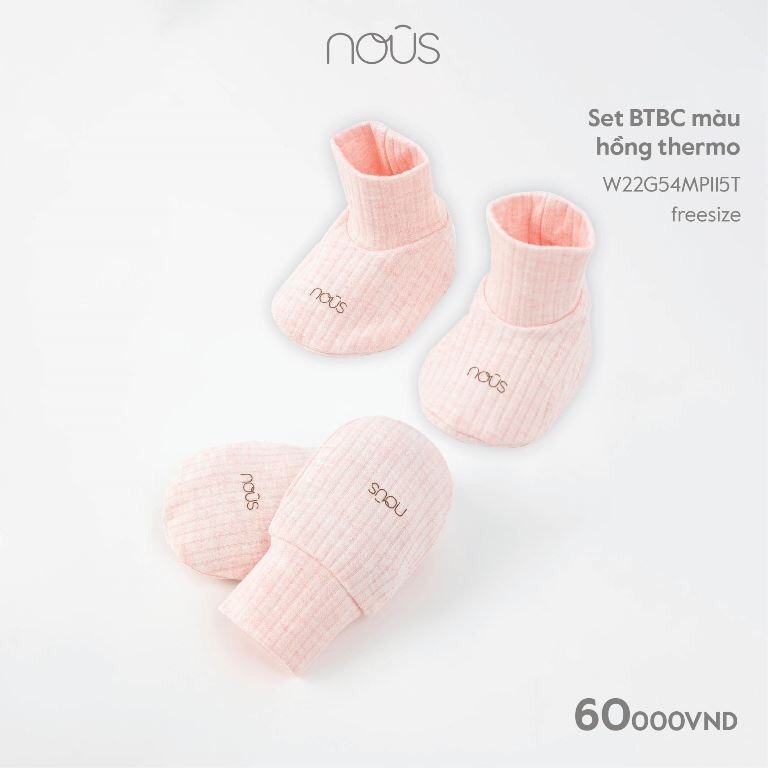Set bao tay bao chân Nous màu hồng thermo