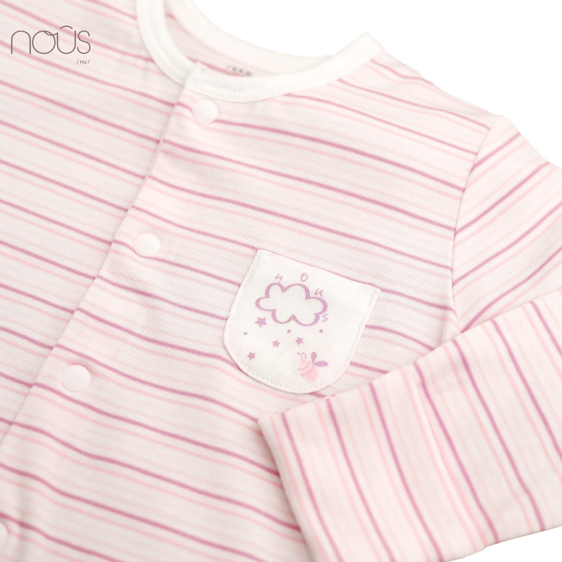 Bộ body có tất kẻ hồng hình ong size Newborn (dành cho bé sơ sinh dưới 3.8Kg)