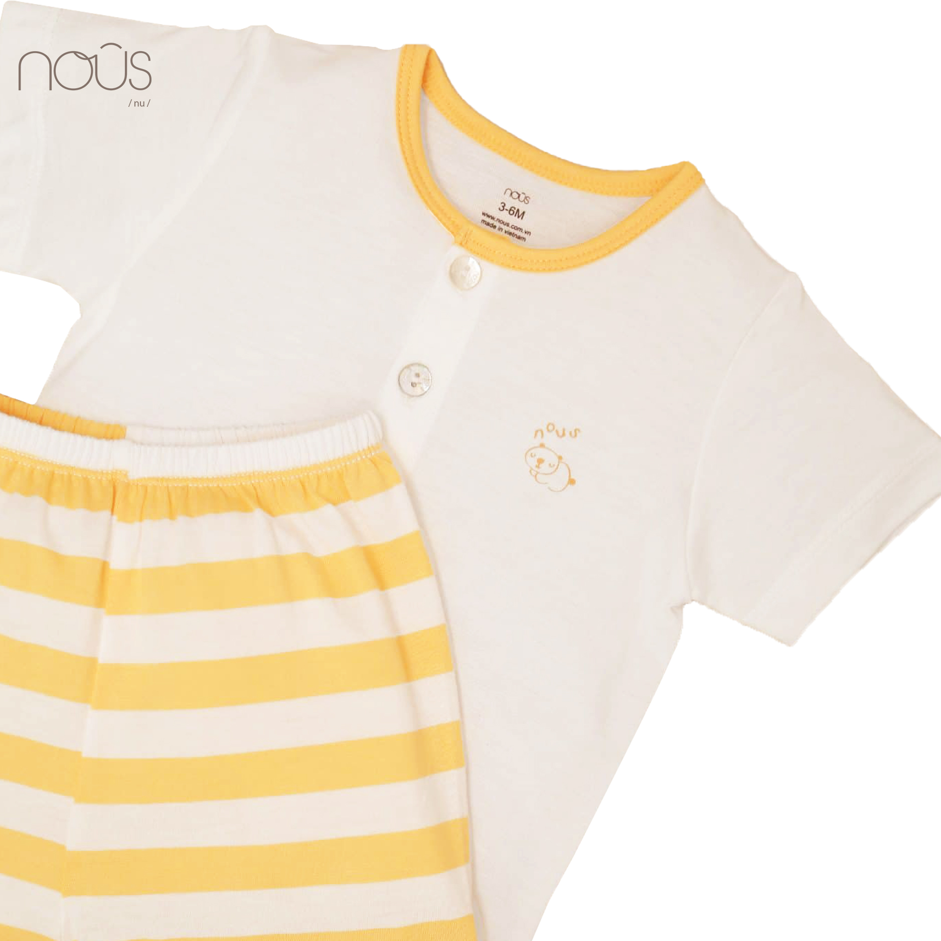 Bộ cài thẳng cộc kẻ trắng vàng