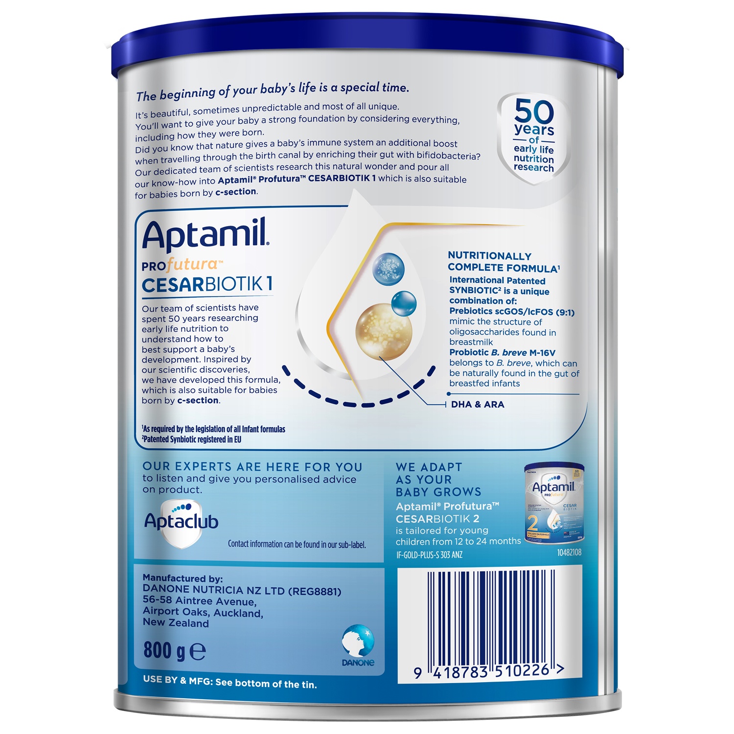 Sữa Aptamil Profutura Cesarbiotik New Zealand số 1 - 800g (0-12 tháng)