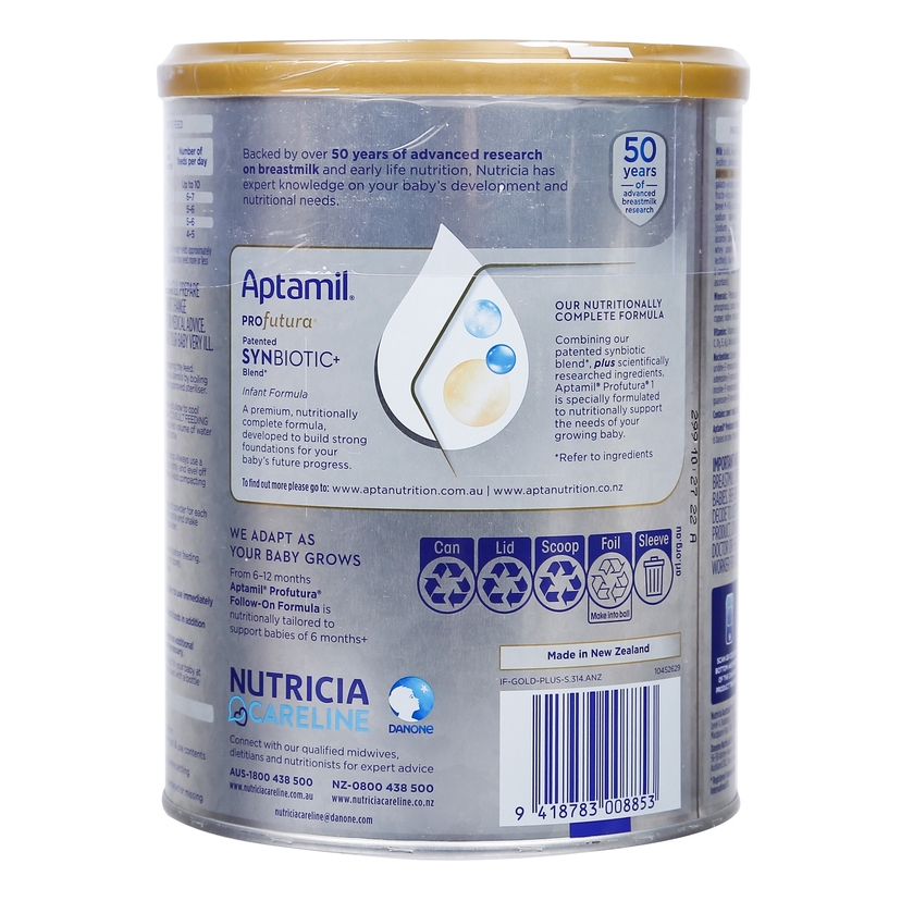 Sữa Aptamil Profutura Úc lon bạc số 1 - 900g (0-6 tháng)