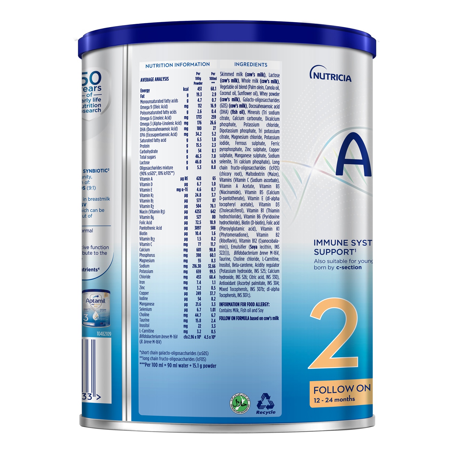 Sữa Aptamil Profutura Cesarbiotik New Zealand số 2 - 800g (12-24 tháng)