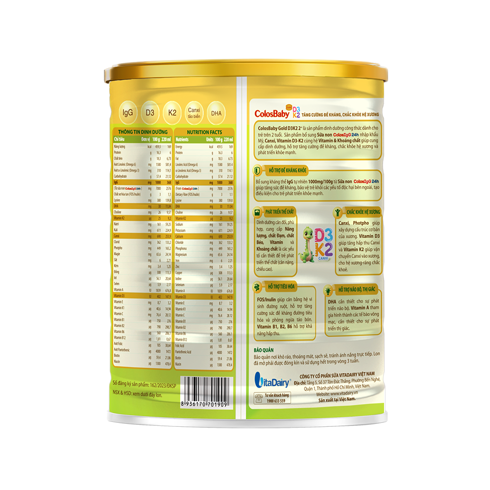 Sữa Colosbaby D3K2 2+ (Trên 2 tuổi) - 800g