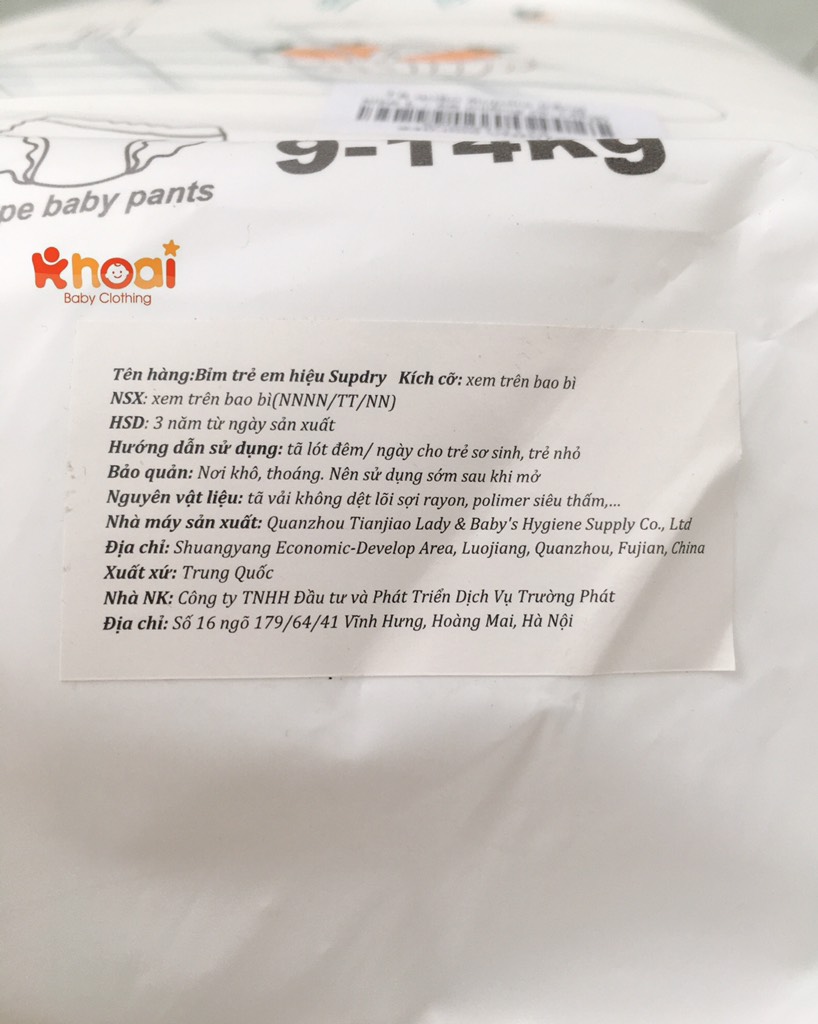 Tã quần Supdry trắng size L - 58 miếng (9-14kg)