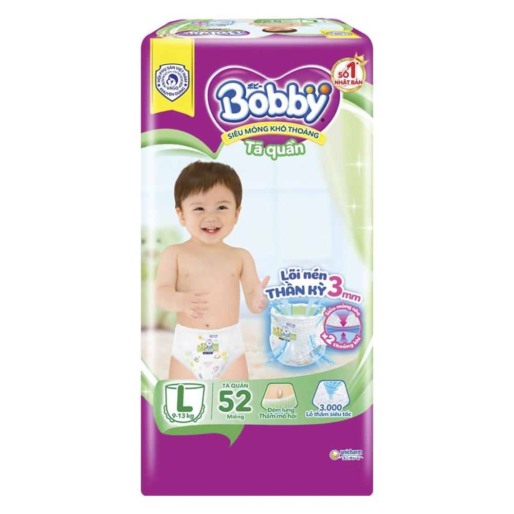 Tã quần Bobby Fresh size L 52 miếng (9-14kg)