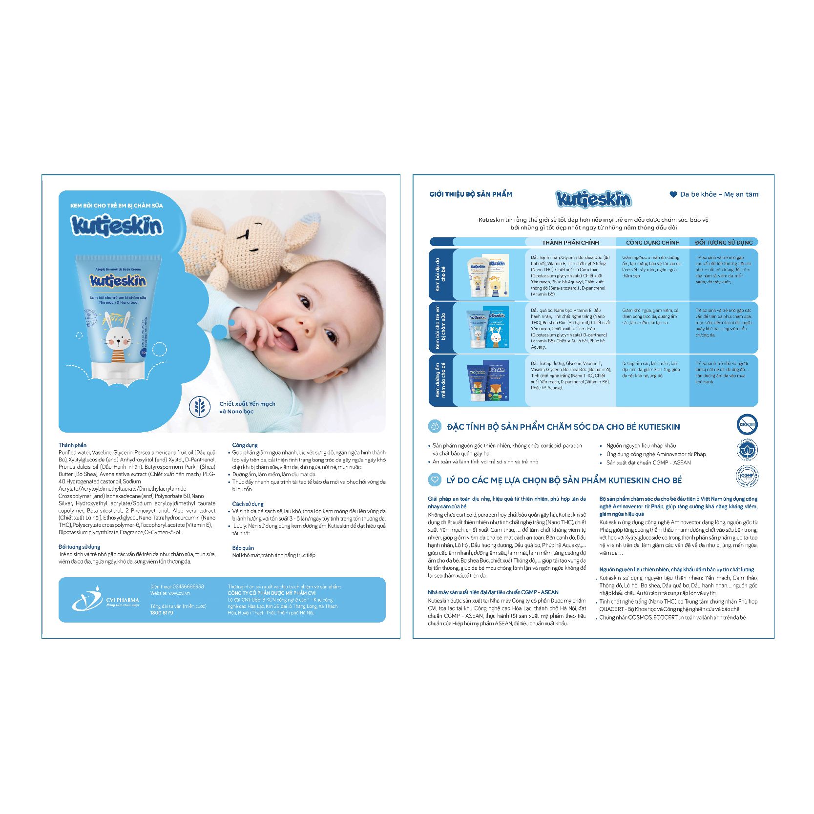 Kem bôi cho trẻ em bị chàm sữa Kutieskin giảm ngứa, kháng viêm, cải thiện bong tróc da (30g)